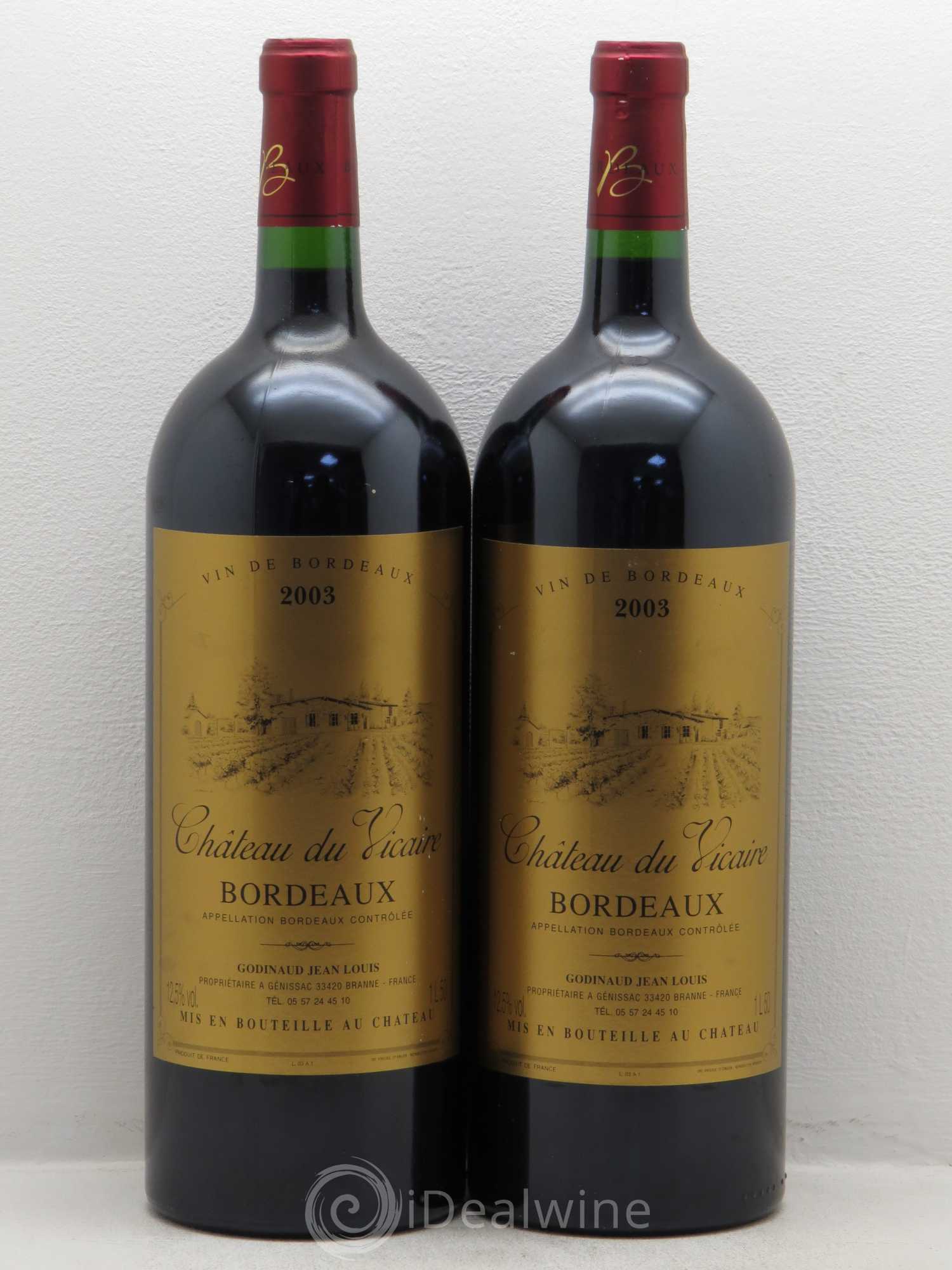Bordeaux Bordeaux Chateau du Vicaire 2003 - Posten von 2 Magnum - 0