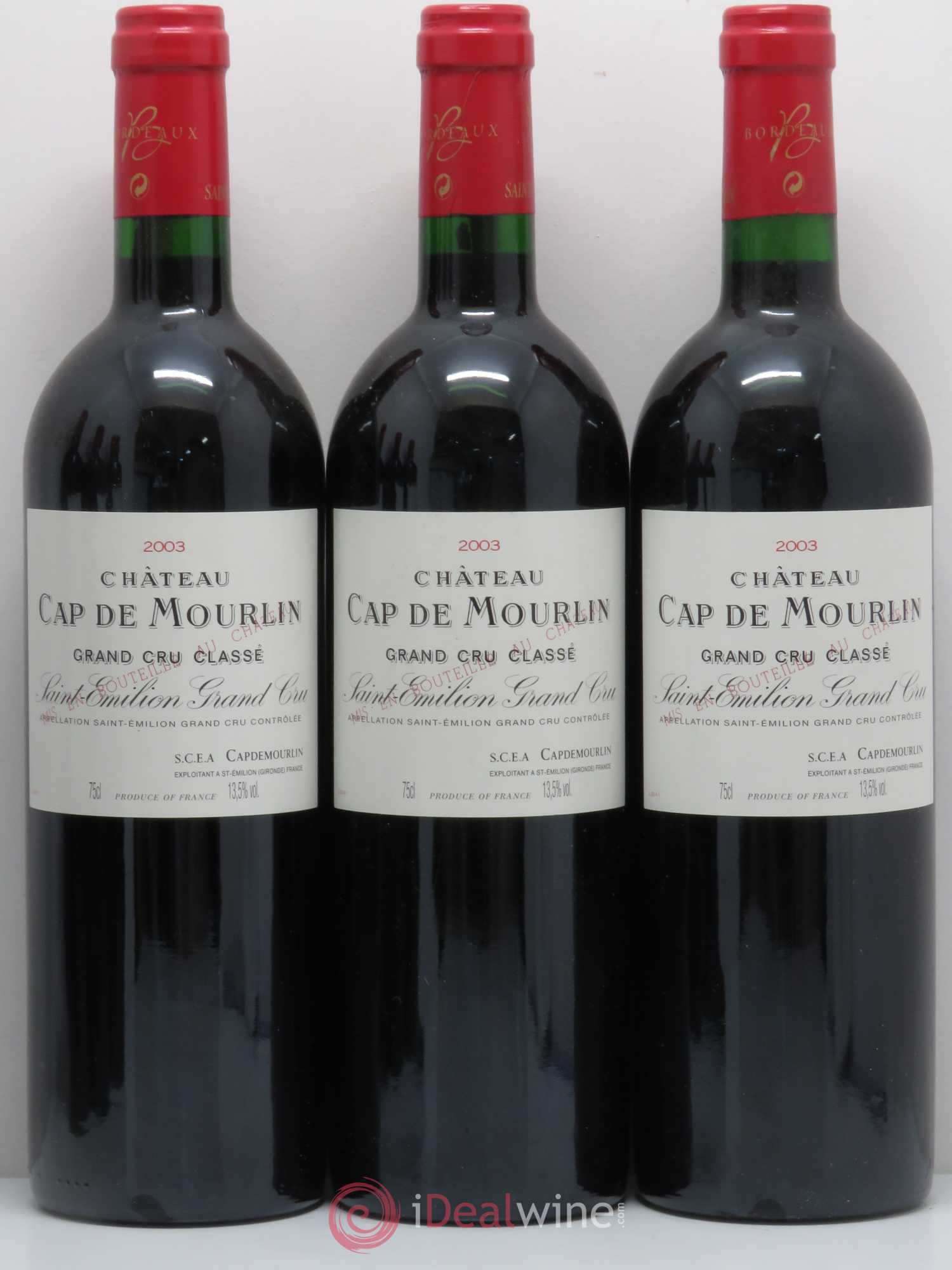 Château Cap de Mourlin Grand Cru Classé 2003 - Lot de 6 bouteilles - 1