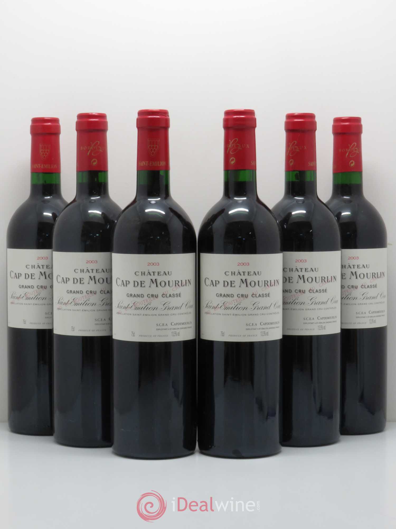Château Cap de Mourlin Grand Cru Classé 2003 - Lot de 6 bouteilles - 0