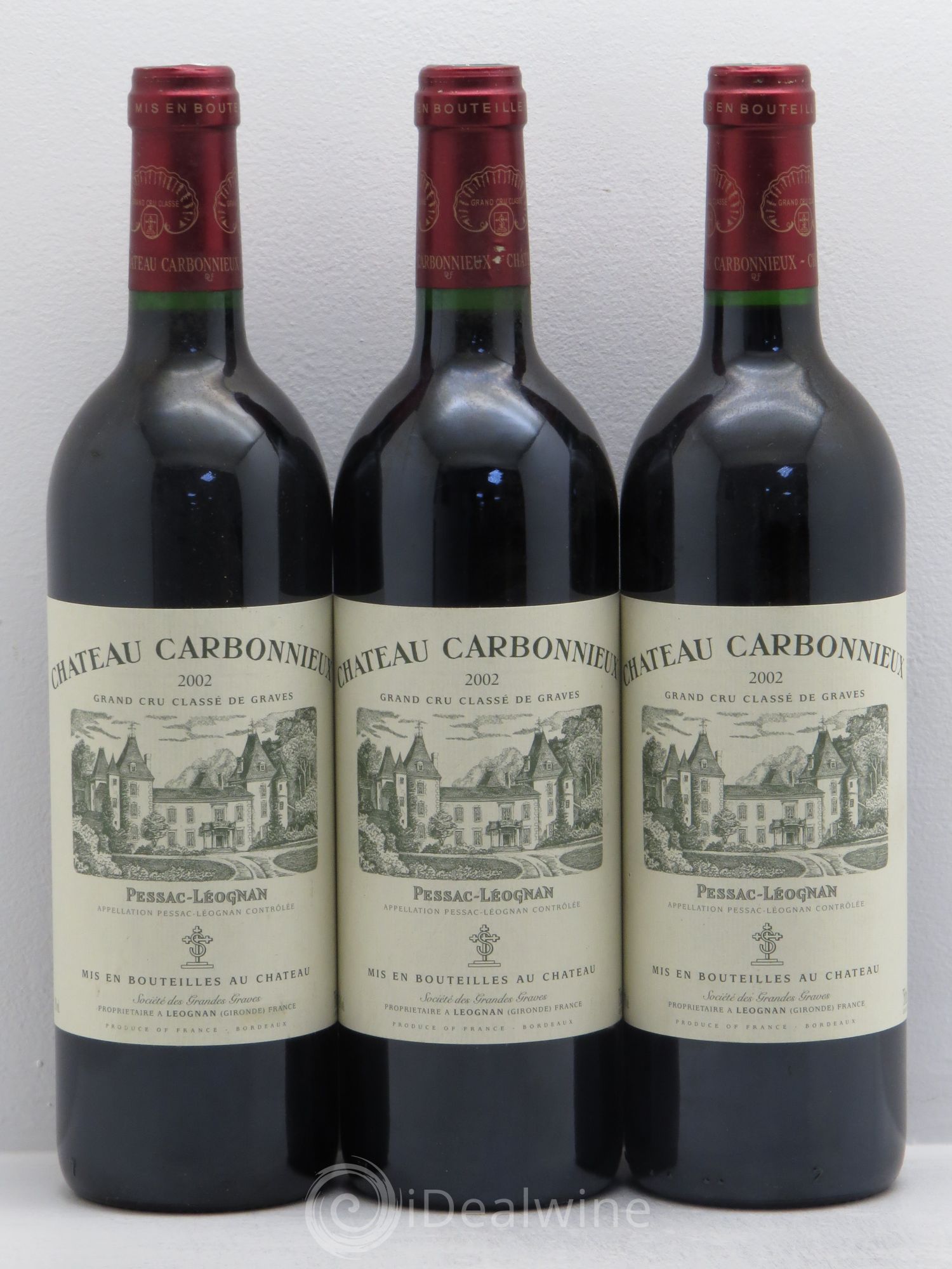 Château Carbonnieux Cru Classé de Graves 2002 - Lot de 3 bouteilles - 0