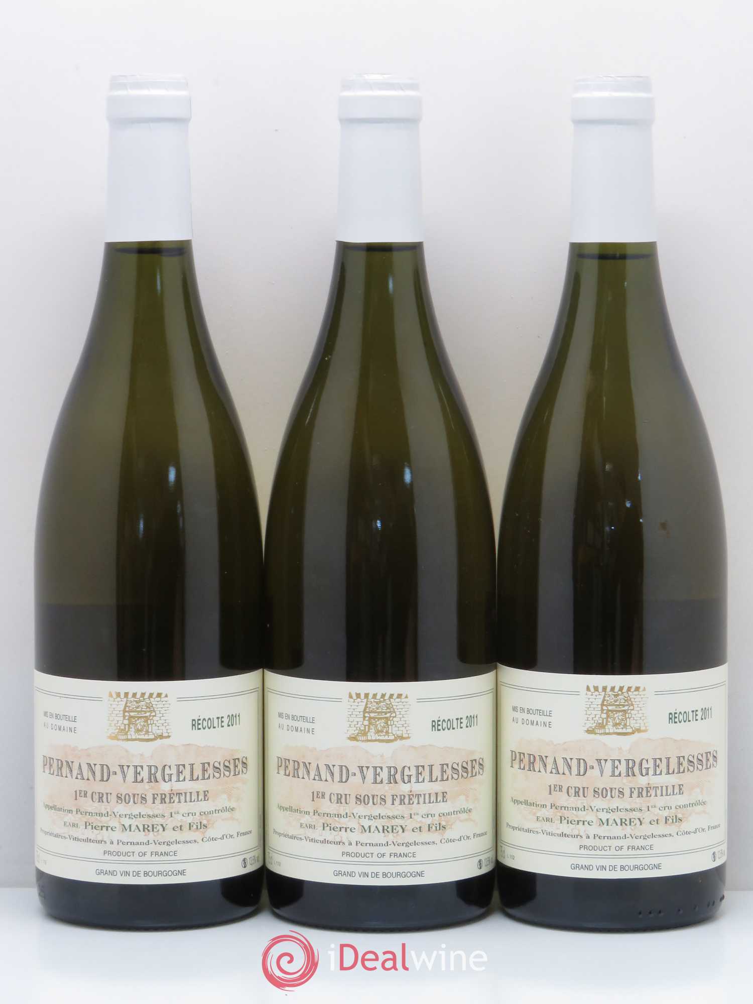 Pernand-Vergelesses 1er Cru Sous Fretille Pierre Marey Tastevinage 2011 - Posten von 3 Flaschen - 0