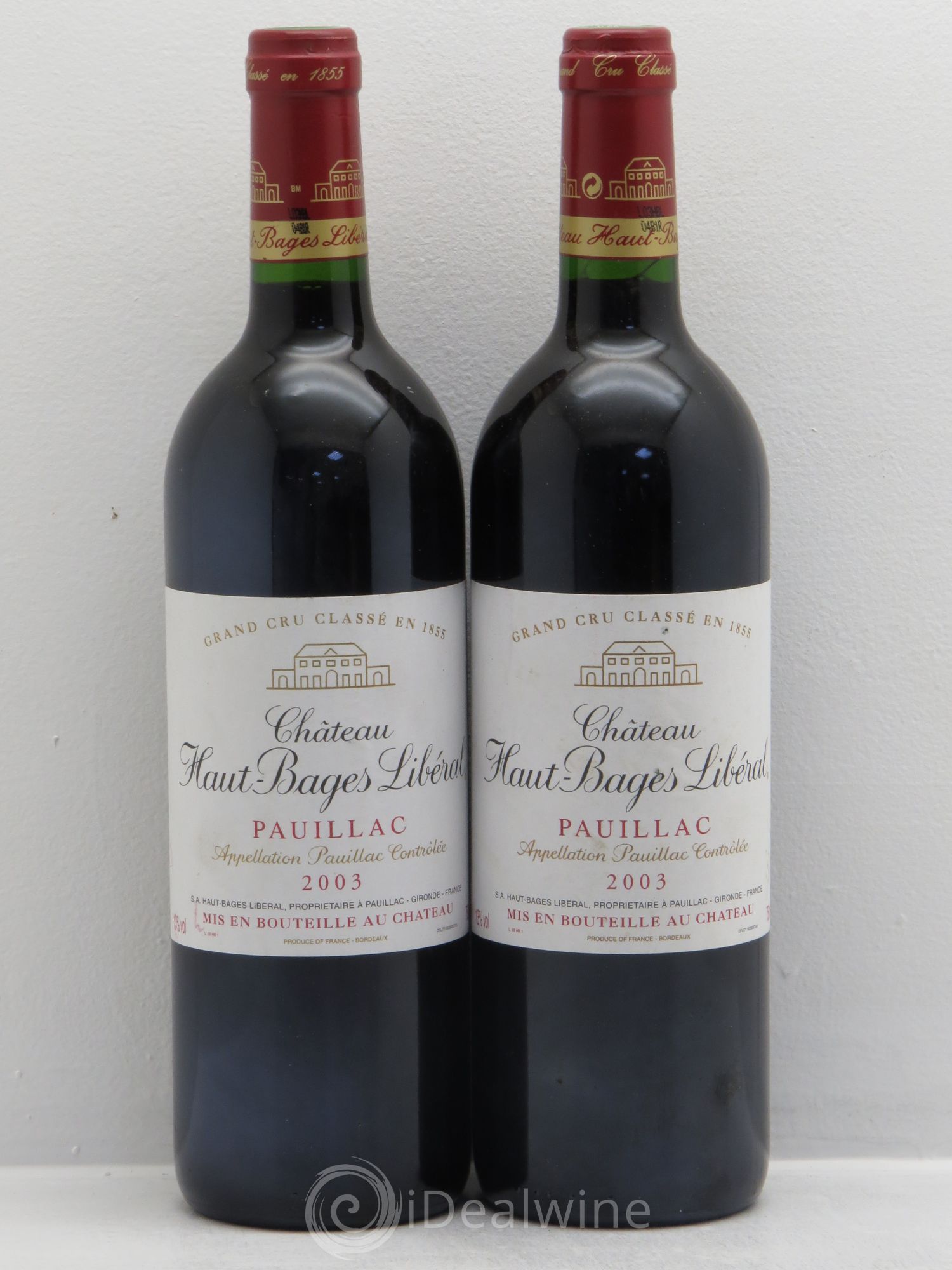 Château Haut Bages Libéral 5ème Grand Cru Classé 2003 - Lot de 2 bouteilles - 0