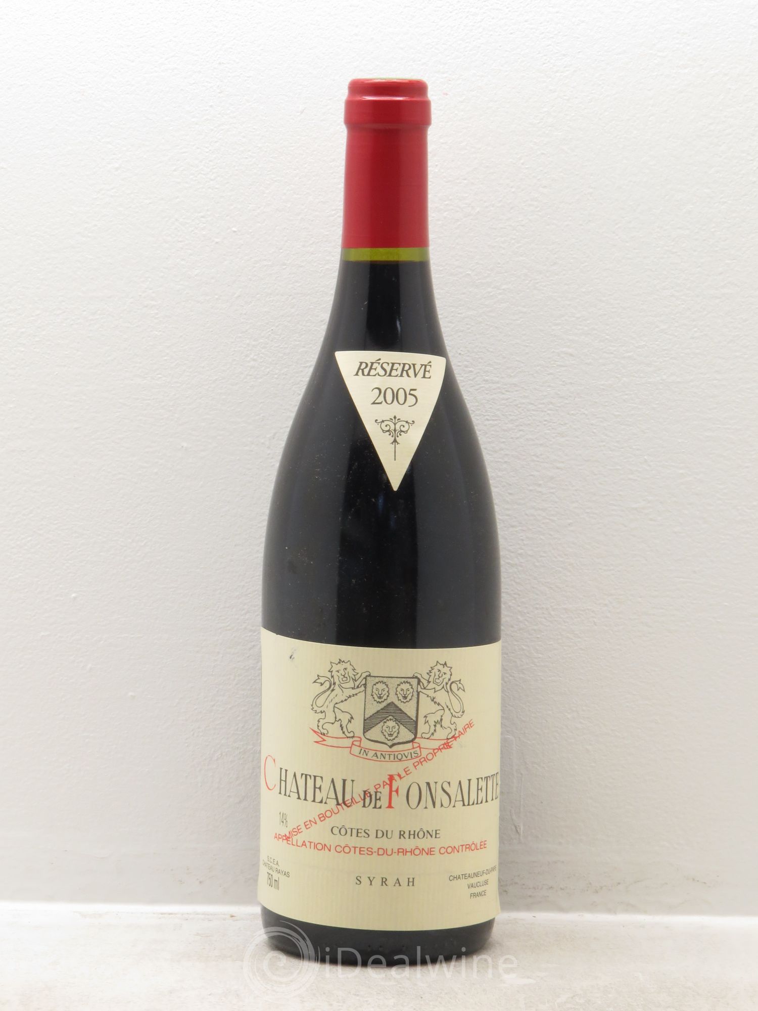 Côtes-du-Rhône Cuvée Syrah Château de Fonsalette réserve 2005 - Lot de 1 bouteille - 0