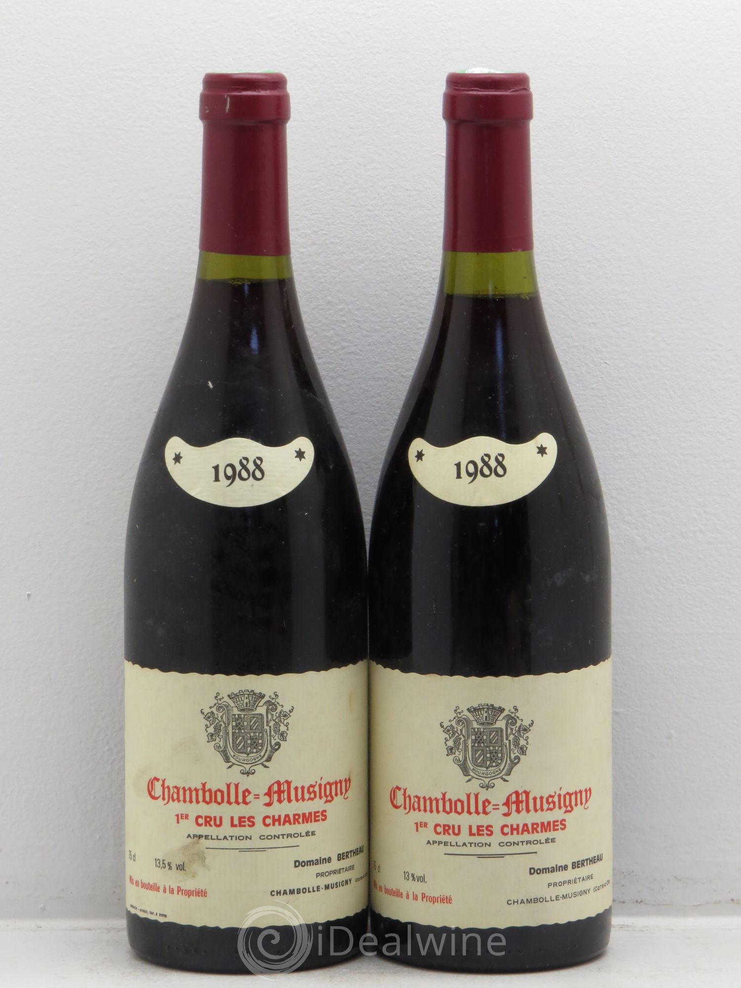 Chambolle-Musigny 1er Cru Domaine Bertheau 1988 - Lot de 2 bouteilles - 0