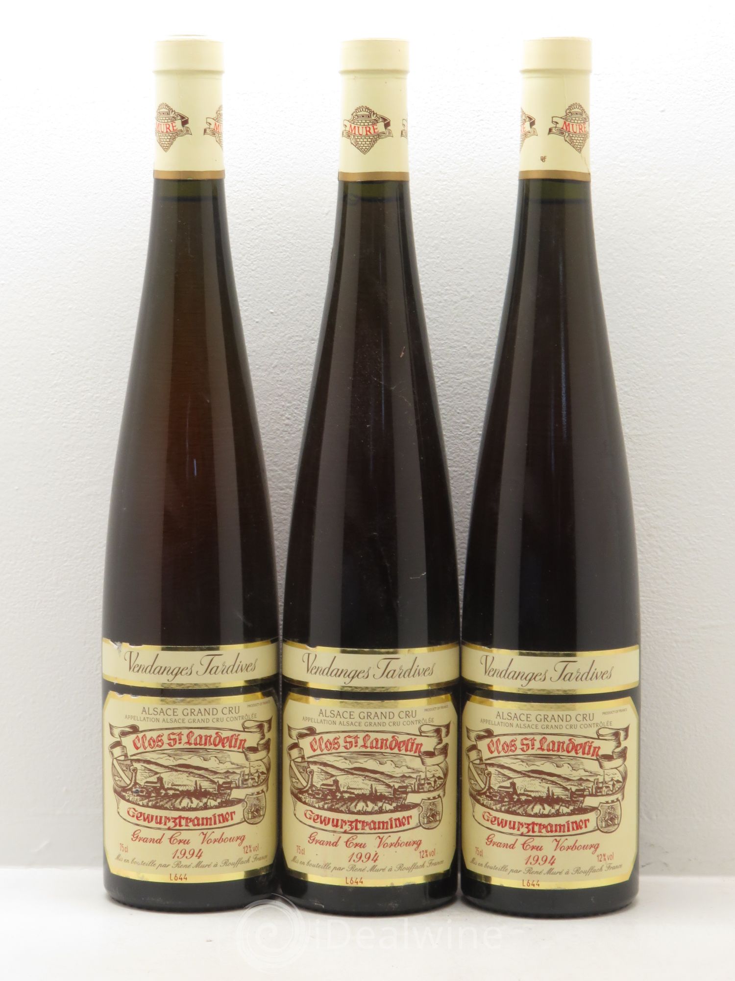 Gewurztraminer Vendanges Tardives Clos St Landelin Vorbourg René Muré 1994 - Lotto di 3 bottiglie - 0