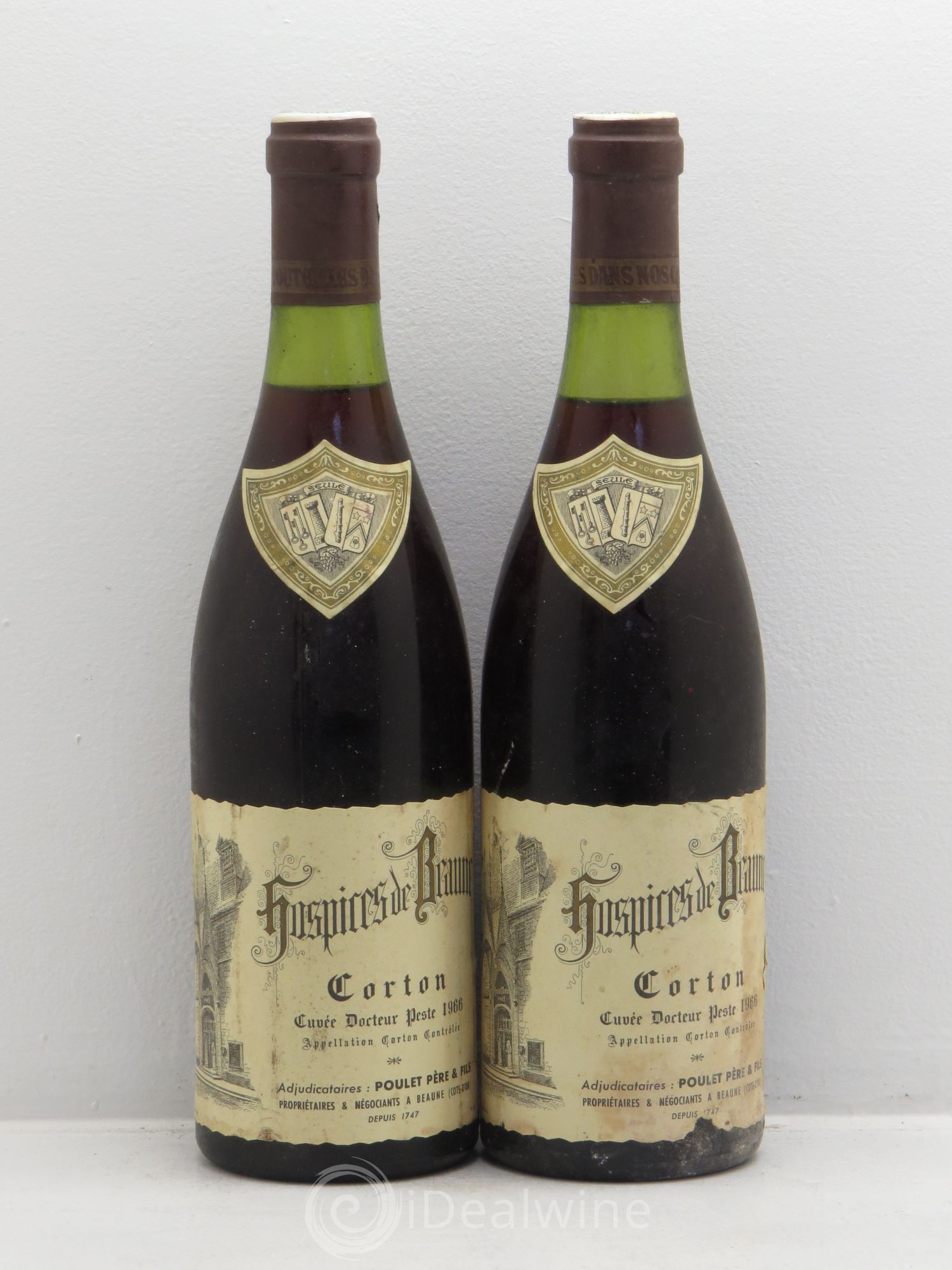 Corton Grand Cru Cuvée du Dr Peste - Domaine Poulet P&F 1966 - Posten von 2 Flaschen - 0