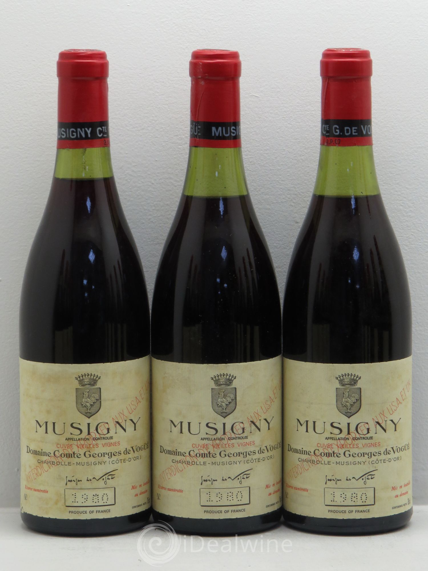 Musigny Grand Cru Cuvée Vieilles Vignes Comte Georges de Vogüé Vieilles Vignes 1980 - Lot de 12 bouteilles - 1