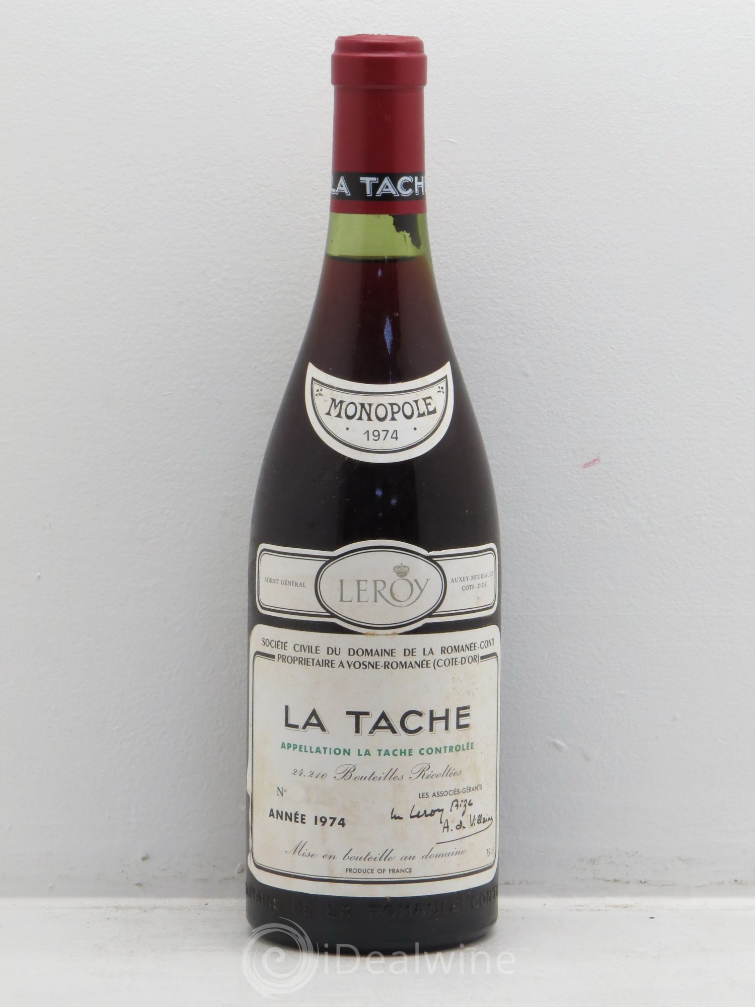 La Tâche Grand Cru Domaine de la Romanée-Conti 1974 - Lot de 1 bouteille - 0