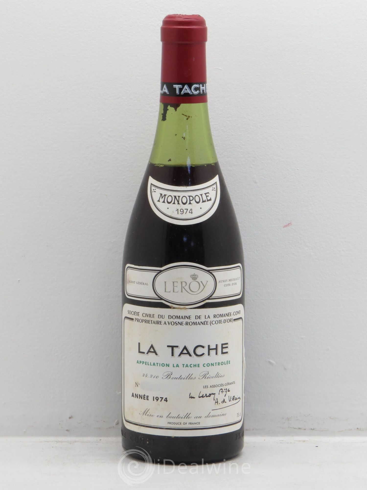 La Tâche Grand Cru Domaine de la Romanée-Conti 1974 - Lot de 1 bouteille - 0
