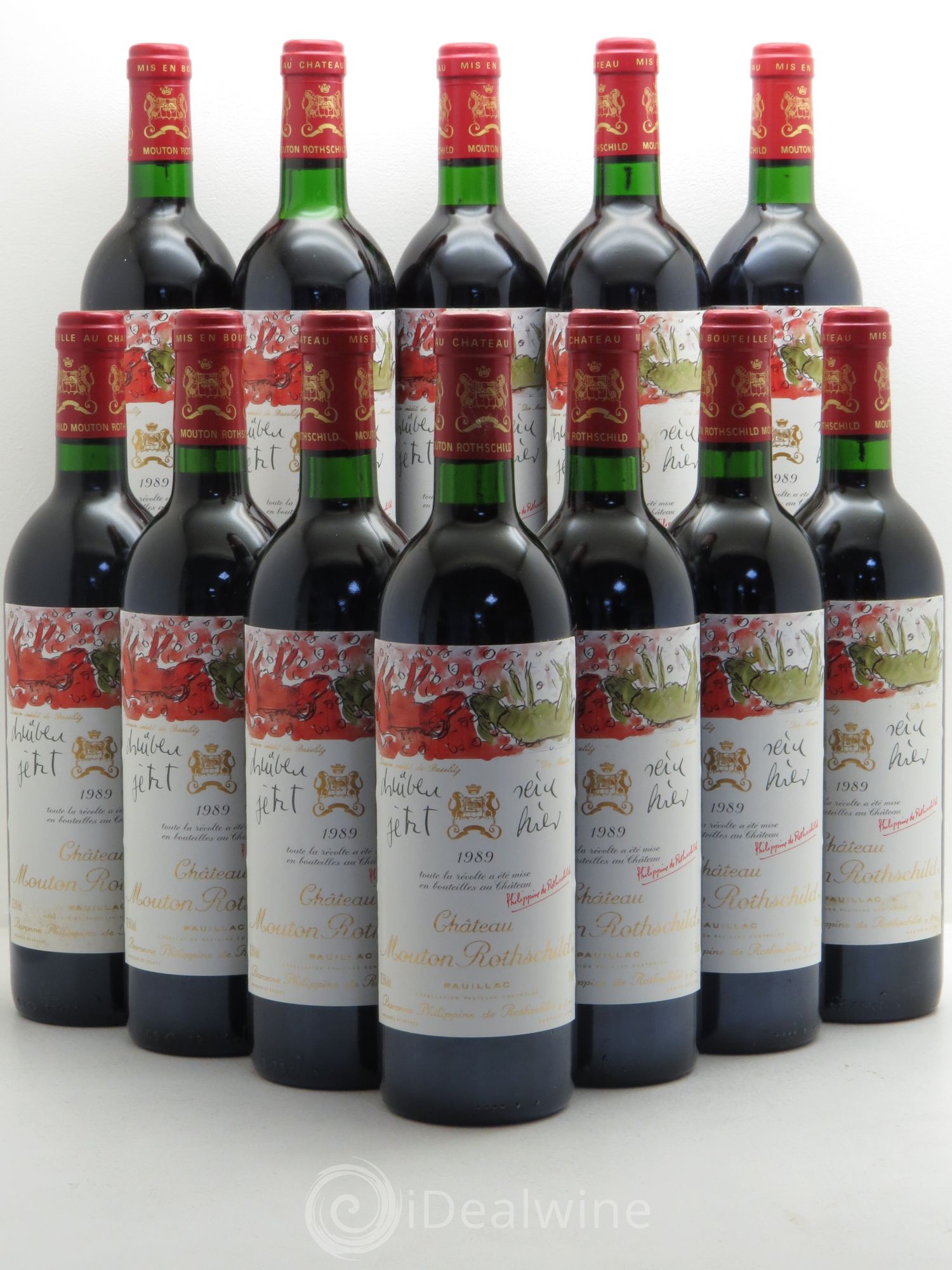 Château Mouton Rothschild 1er Grand Cru Classé 1989 - Lot de 12 bouteilles - 0