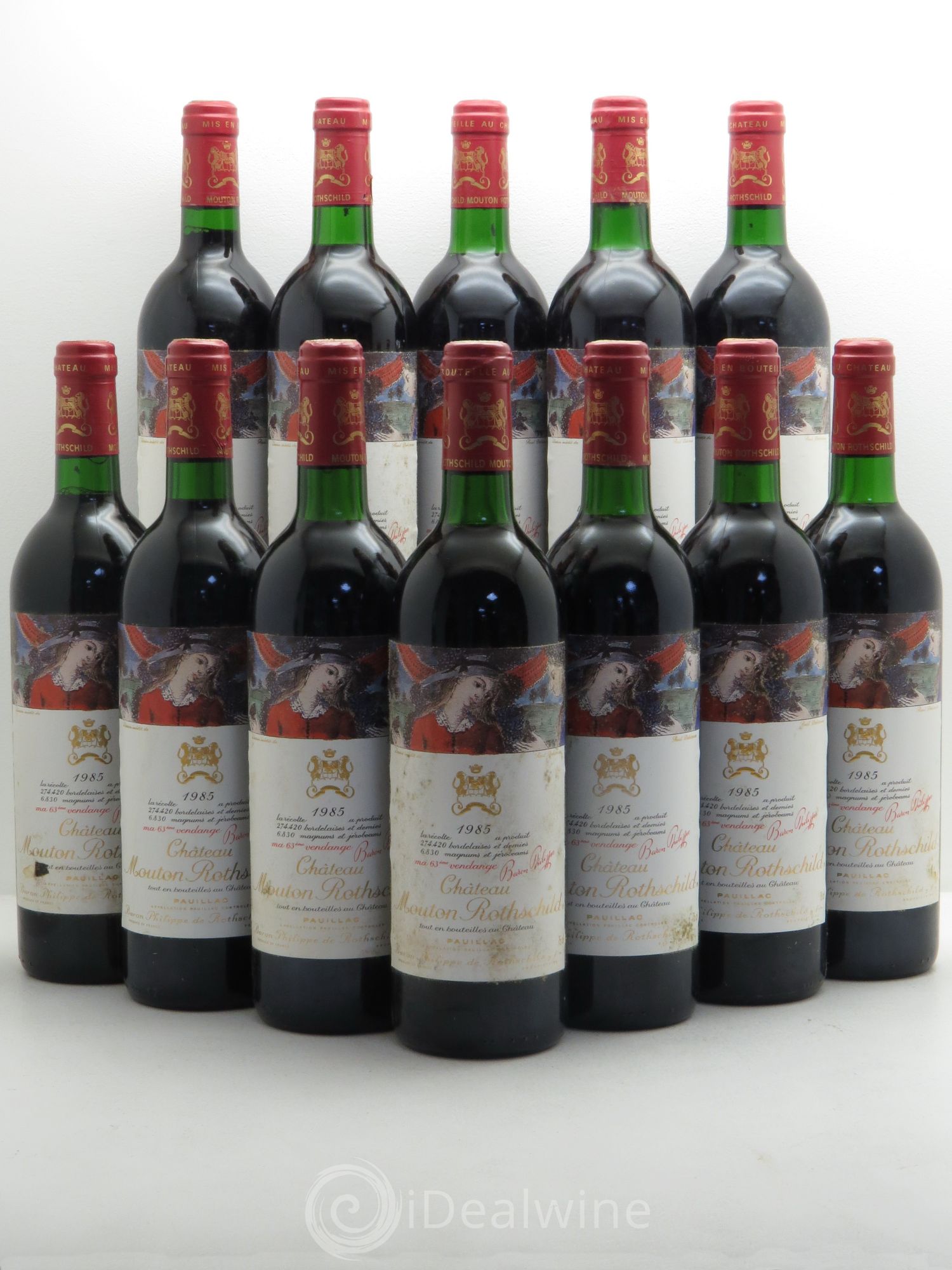 Château Mouton Rothschild 1er Grand Cru Classé 1985 - Lot de 12 bouteilles - 0