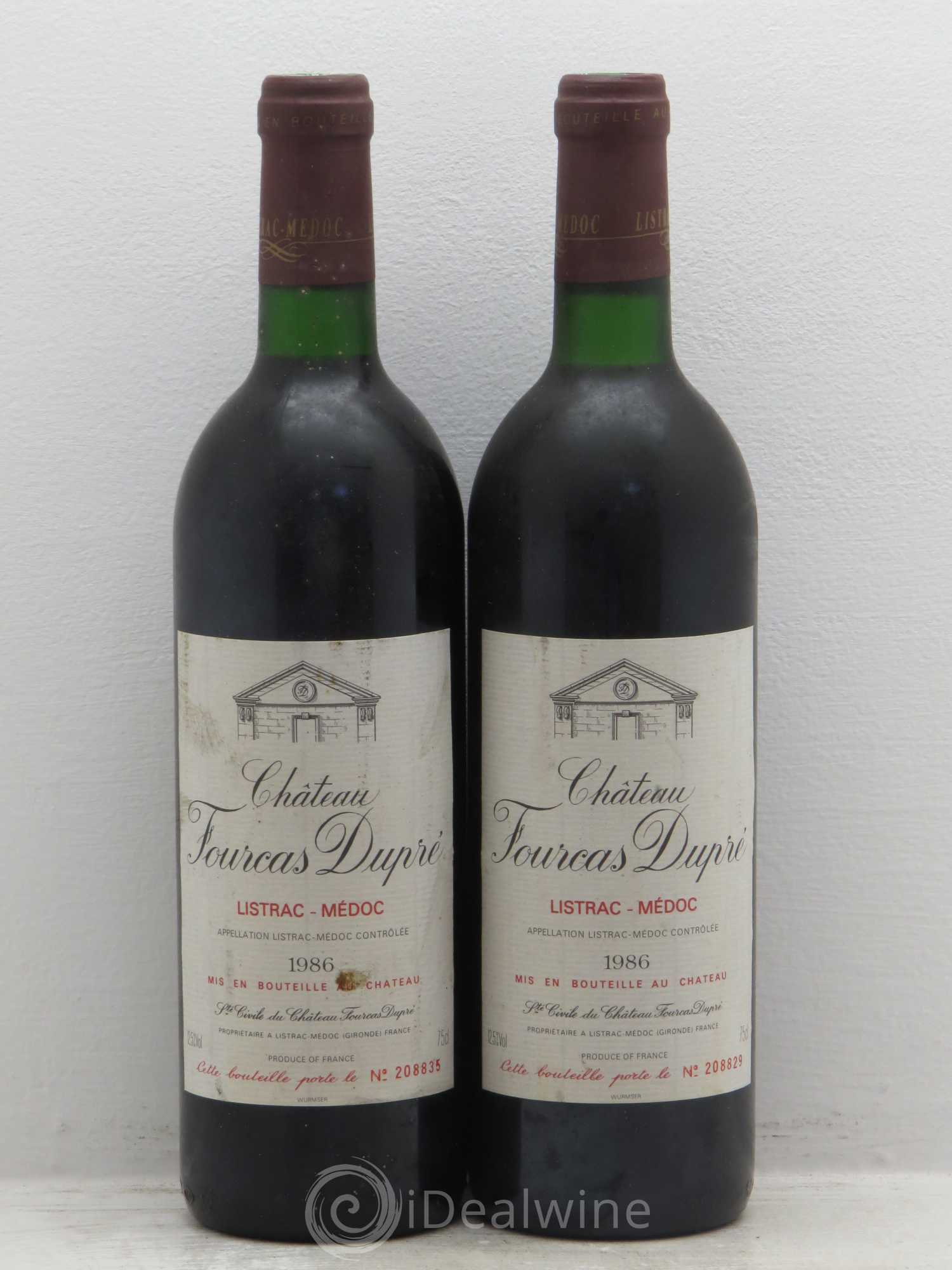 Château Fourcas Dupré 1986 - Lot de 2 bouteilles - 0