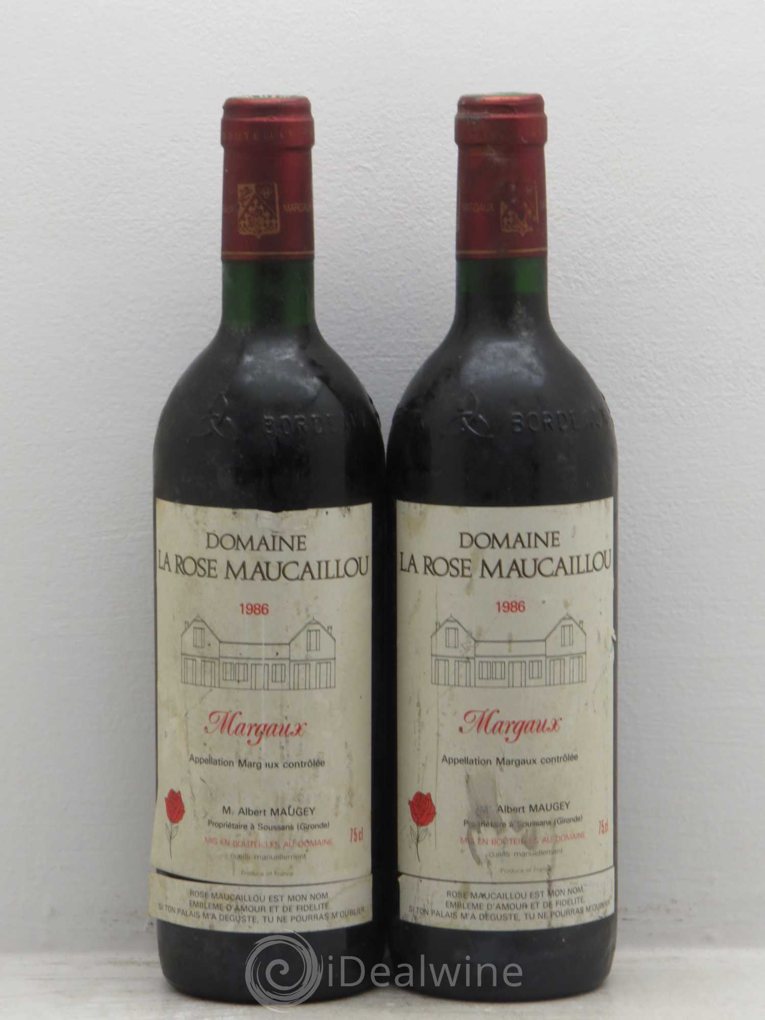 Bordeaux La rose maucaillou Margaux 1986 - Posten von 2 Flaschen - 0