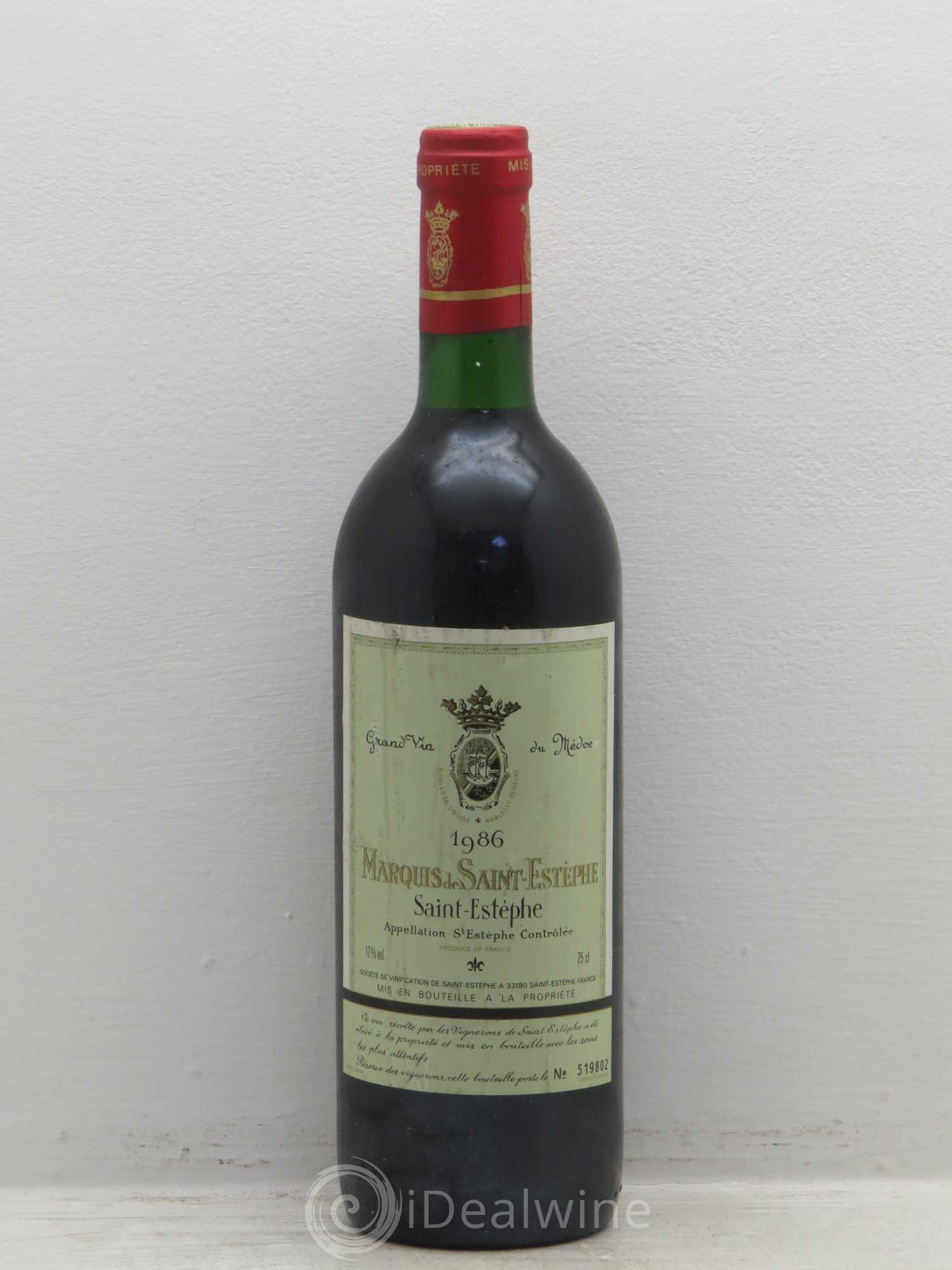 Marquis de Saint Estèphe 1986 - Lot de 1 bouteille - 0