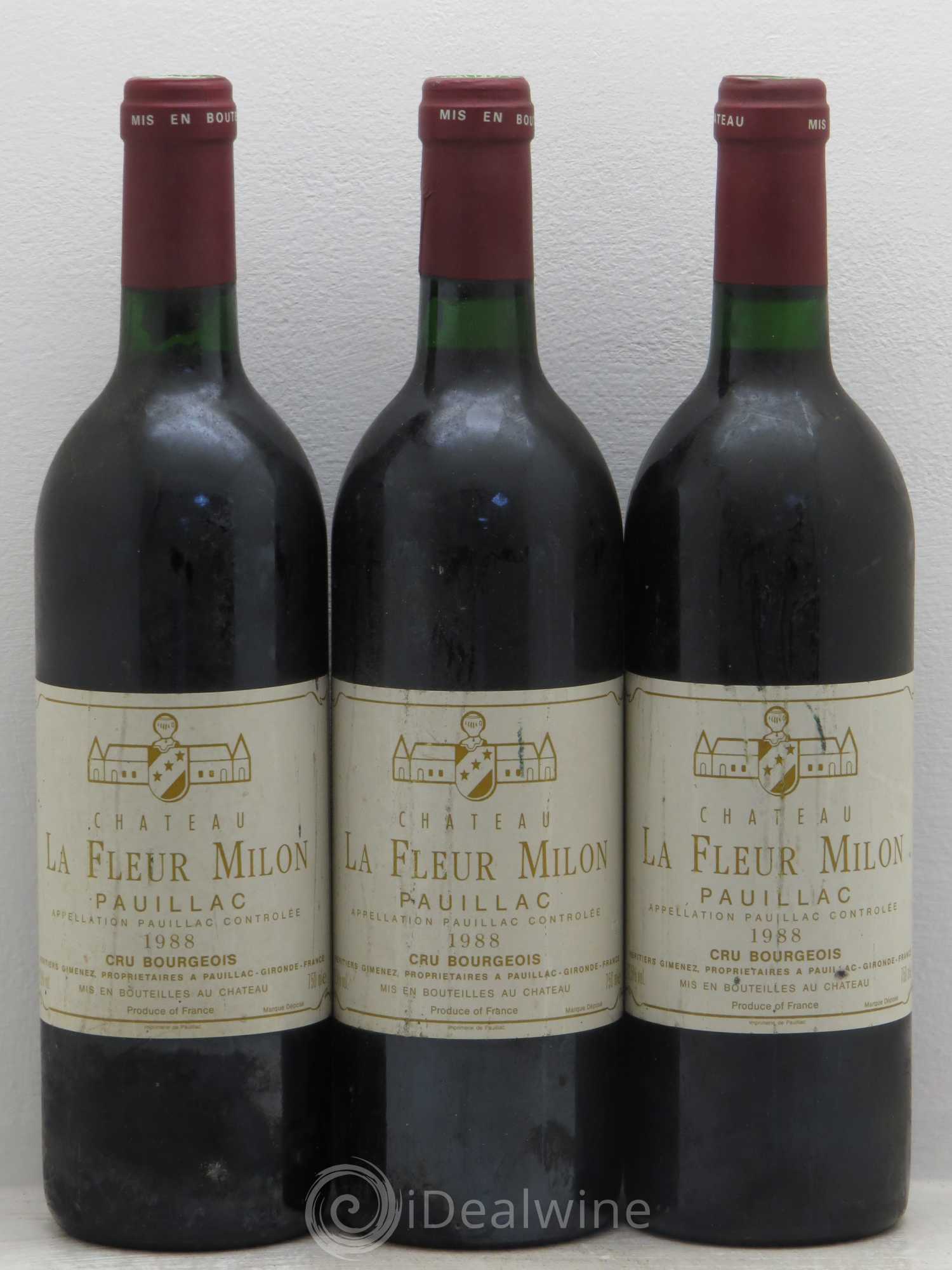 Château la Fleur Milon Cru Bourgeois 1988 - Lot de 3 bouteilles - 0
