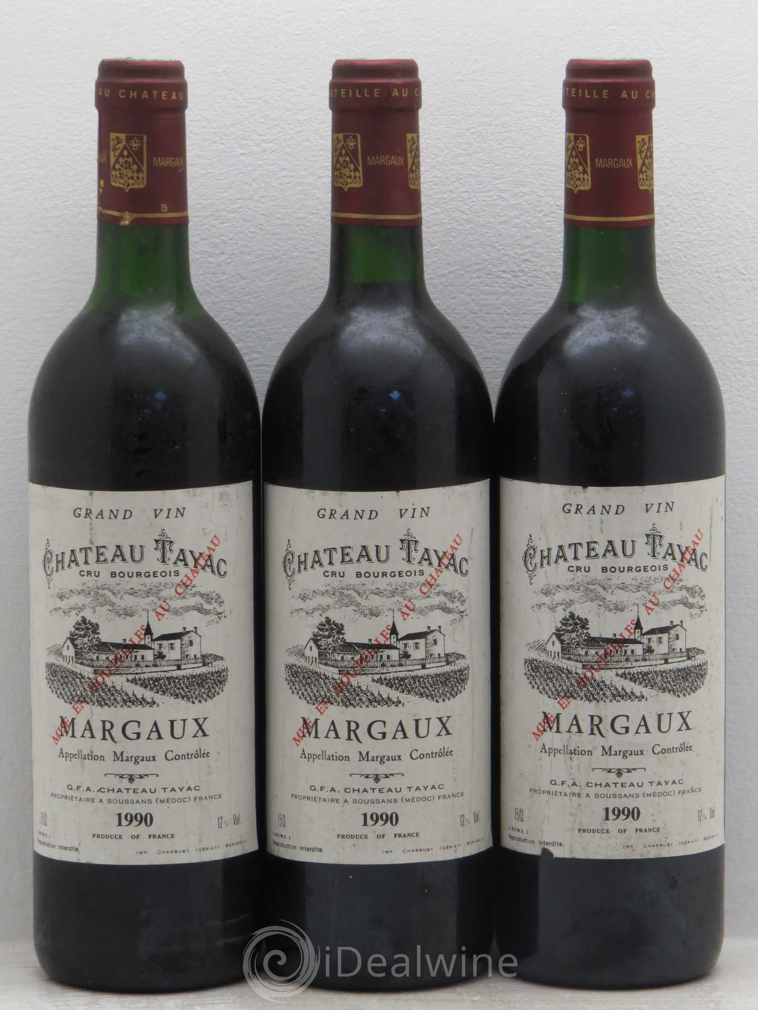 Château Tayac Cru Bourgeois 1990 - Lot de 3 bouteilles - 0