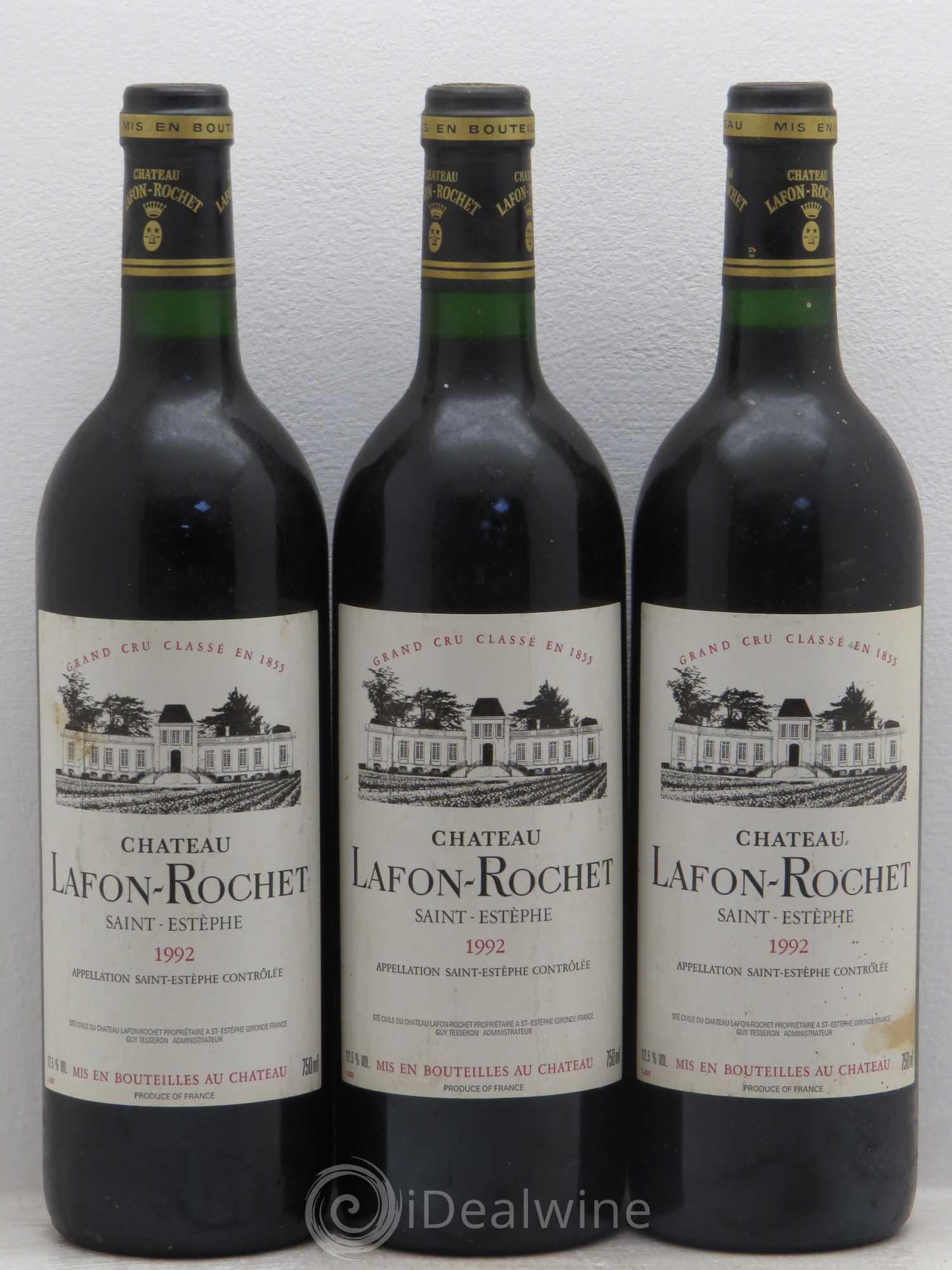 Château Lafon Rochet 4ème Grand Cru Classé 1992 - Lot de 3 bouteilles - 0