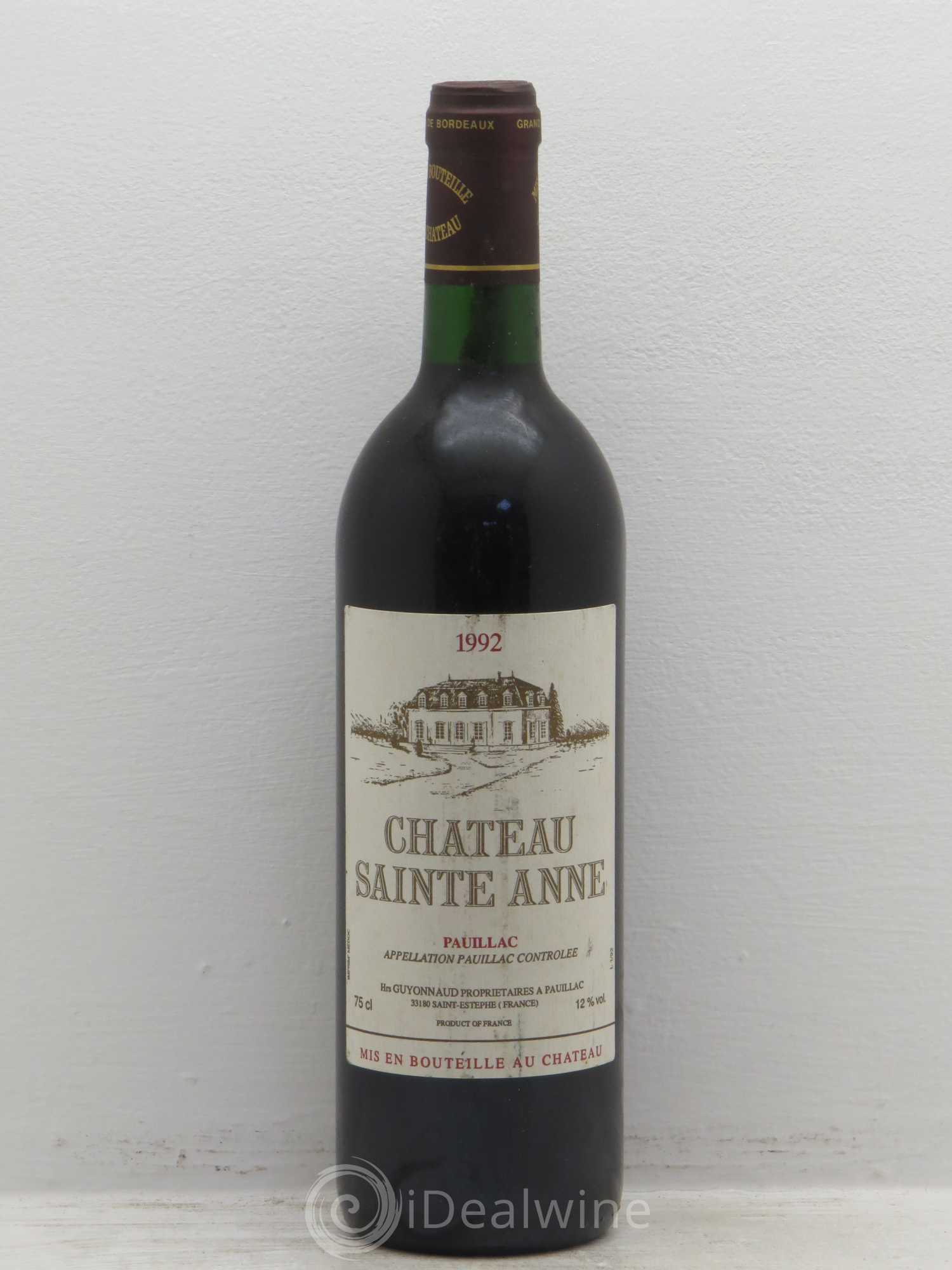 Pauillac Saint anne 1992 - Posten von 1 Flasche - 0