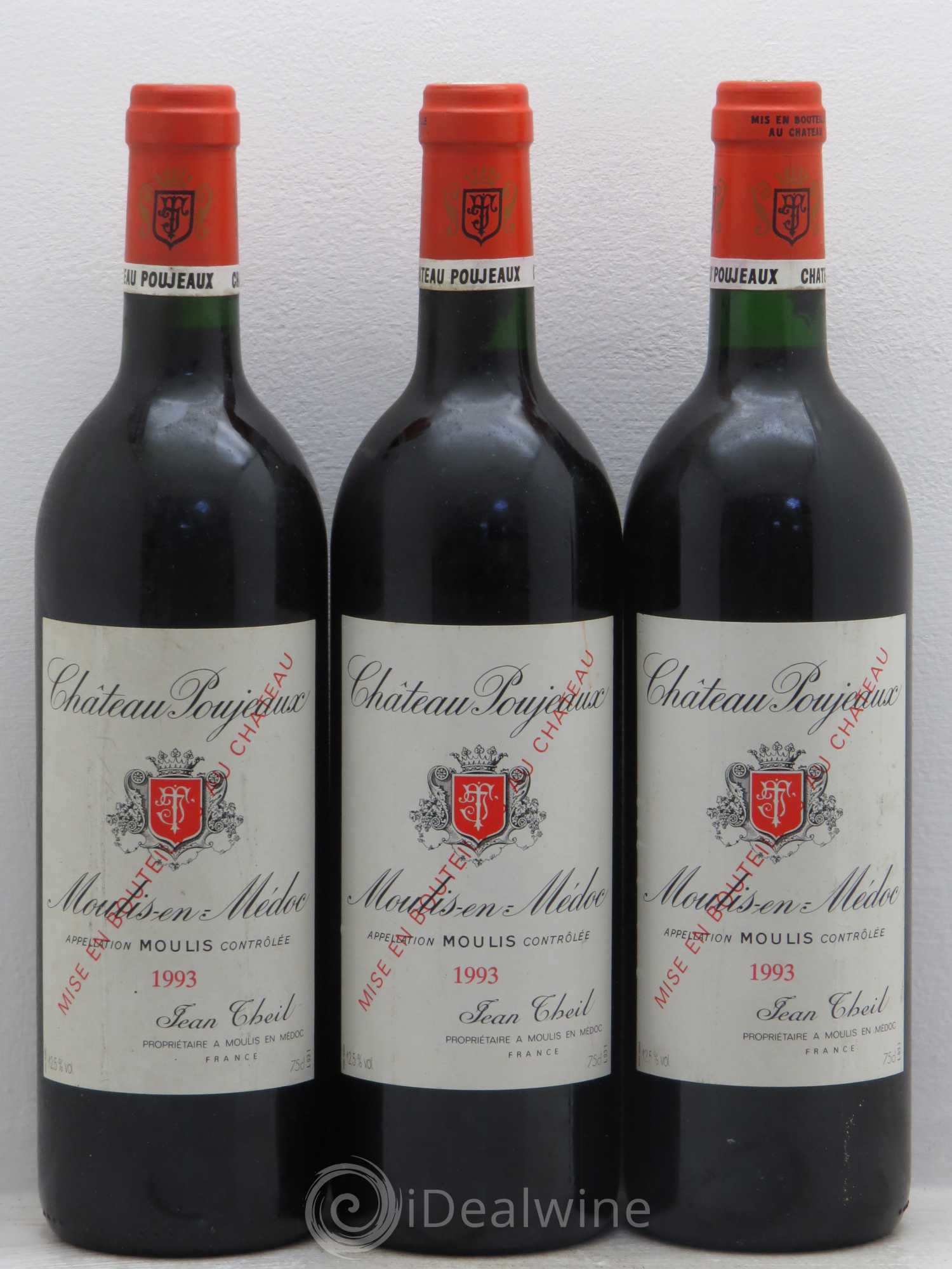 Château Poujeaux 1993 - Lot de 3 bouteilles - 0