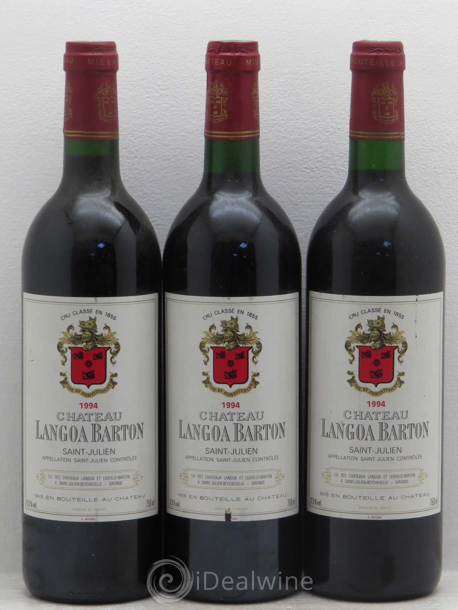 Château Langoa Barton 3ème Grand Cru Classé 1994 - Lot de 3 bouteilles - 0