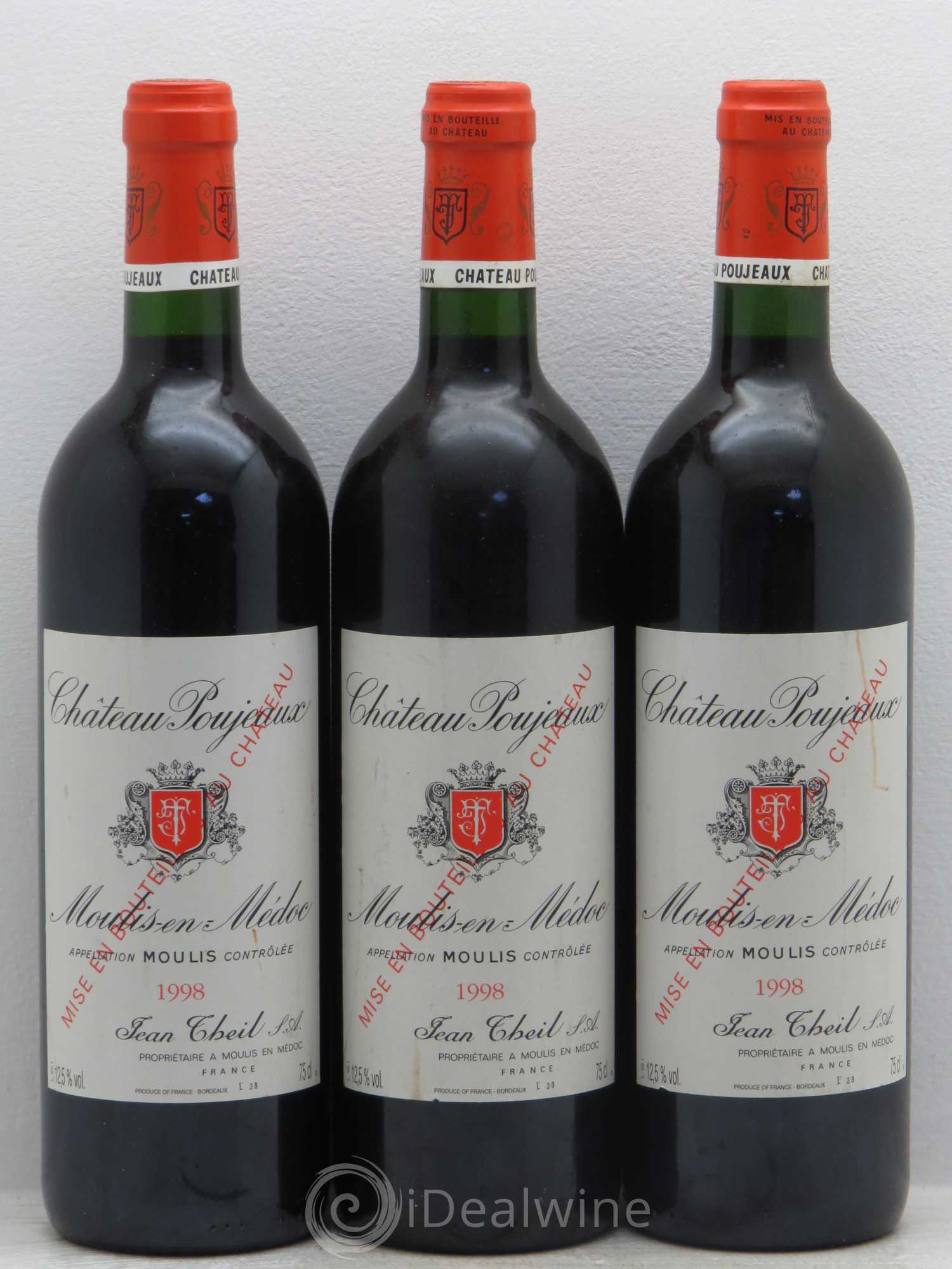 Château Poujeaux 1998 - Lot de 3 bouteilles - 0