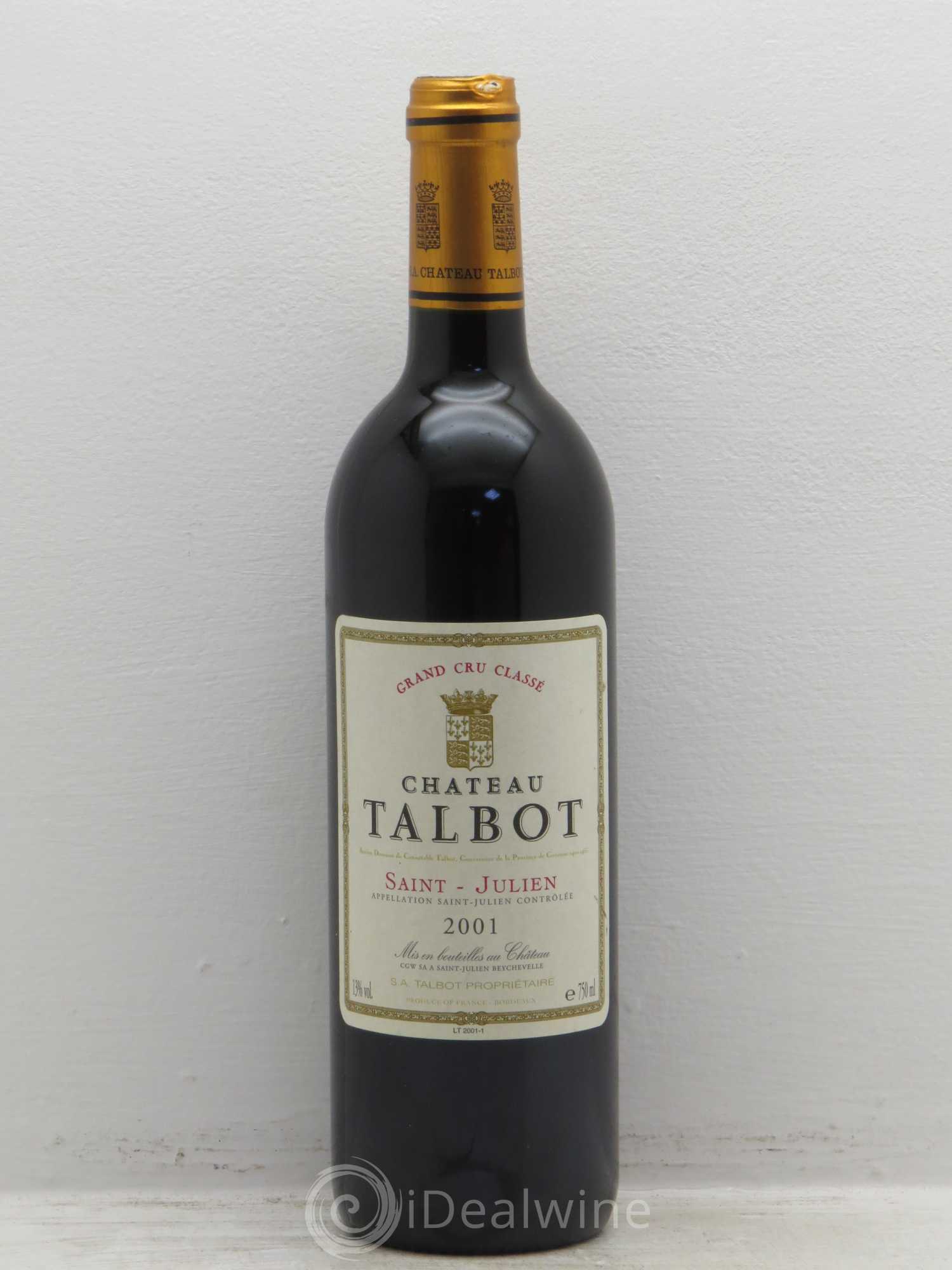 Château Talbot 4ème Grand Cru Classé 2001 - Lot de 1 bouteille - 0