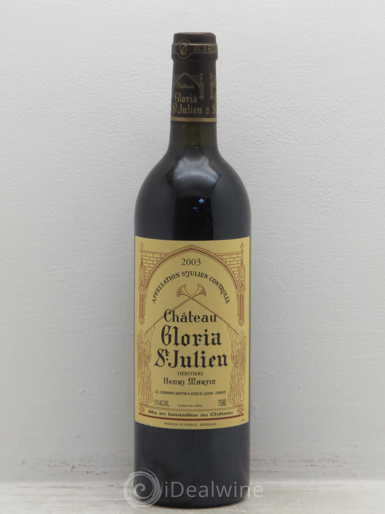 Château Gloria 2003 - Lot de 1 bouteille - 0