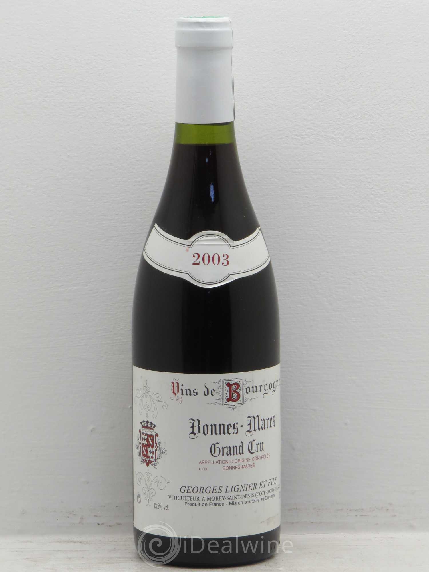 Bonnes-Mares Grand Cru Georges Lignier (Domaine) 2003 - Lot de 1 bouteille - 0