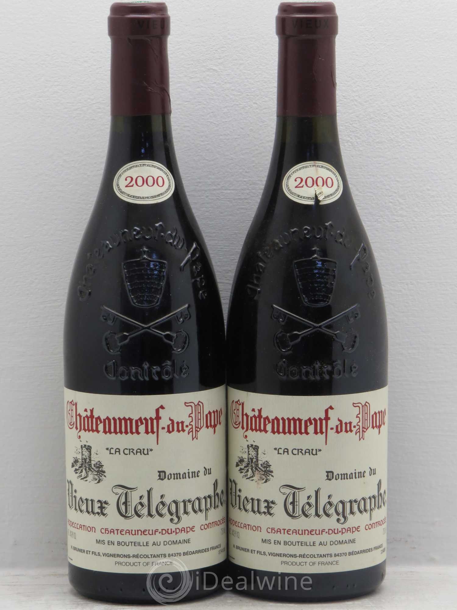 Châteauneuf-du-Pape Vieux Télégraphe (Domaine du) Vignobles Brunier le crau 2000 - Lot de 2 bouteilles - 0