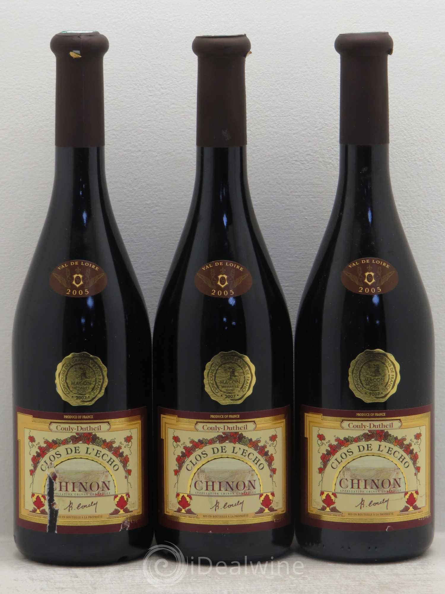 Chinon Clos de l'Echo Couly-Dutheil 2005 - Lot de 3 bouteilles - 0