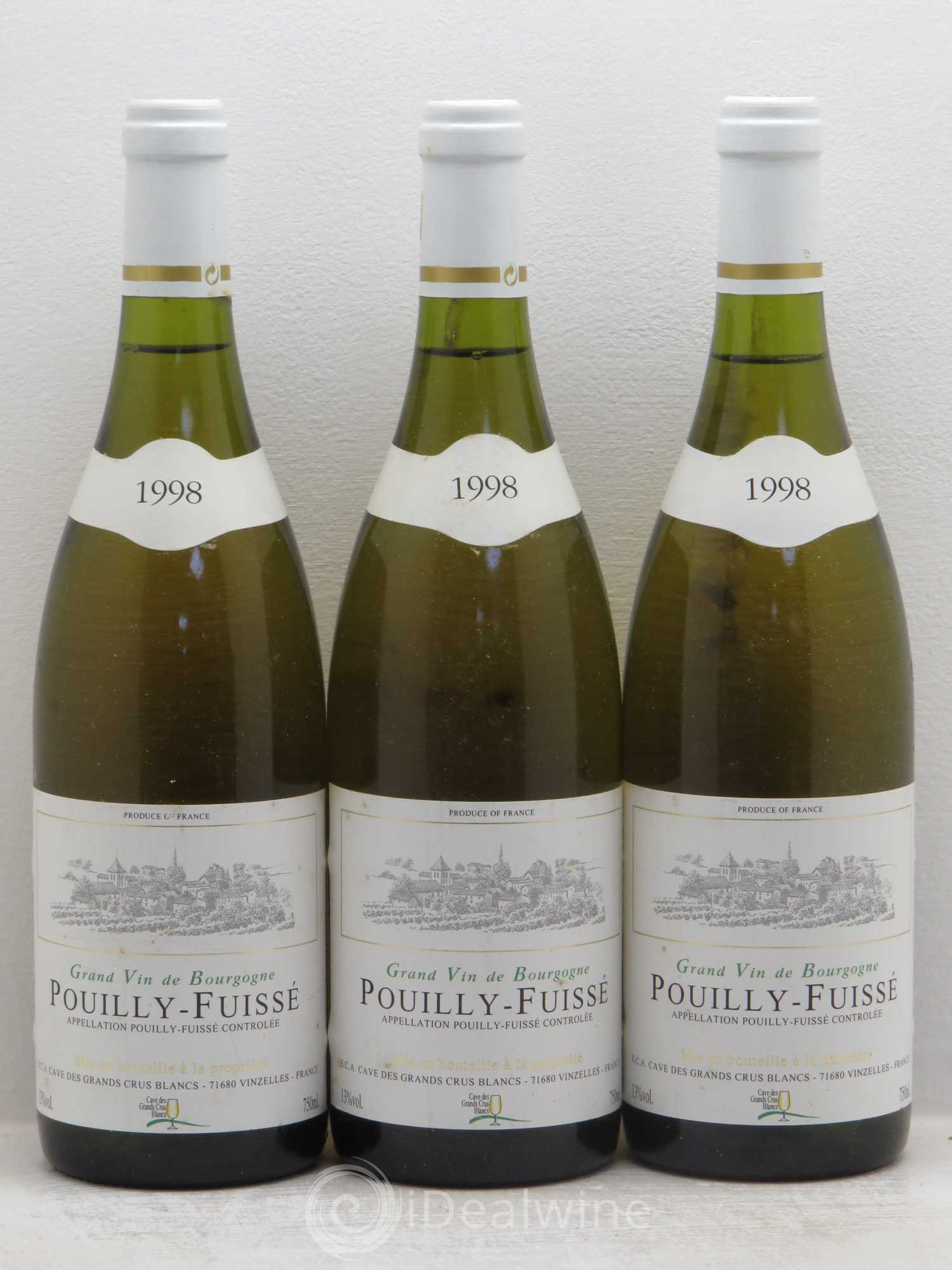 Pouilly-Fuissé cave des grands crus blancs 1998 - Posten von 3 Flaschen - 0