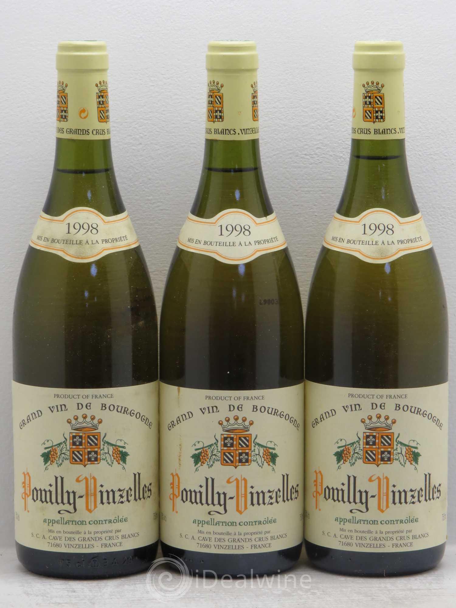 Pouilly-Vinzelles cave des grands crus blancs 1998 - Posten von 3 Flaschen - 0