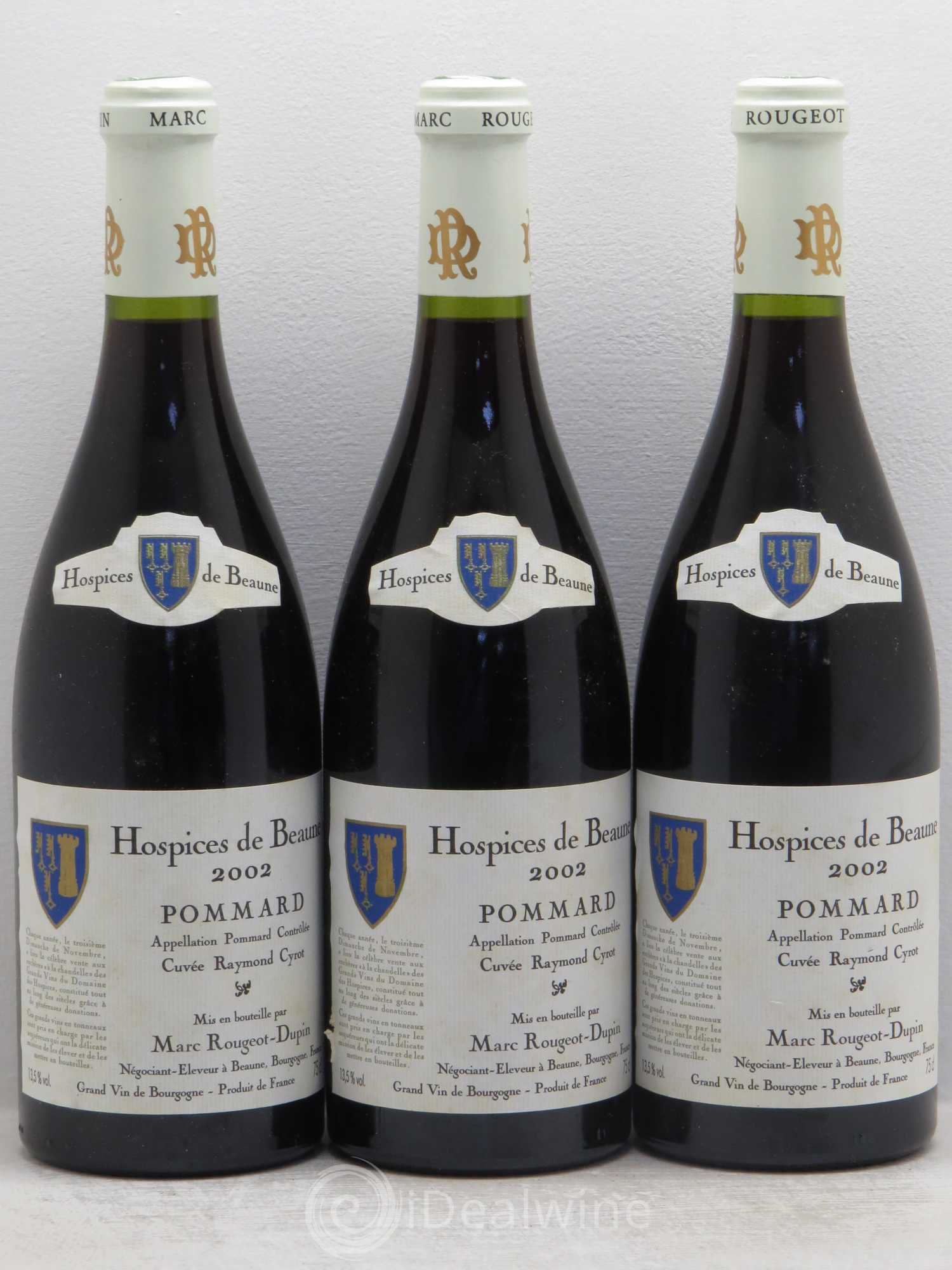 Pommard cuvée raymond cyrot par rougeot dupin 2002 - Posten von 3 Flaschen - 0