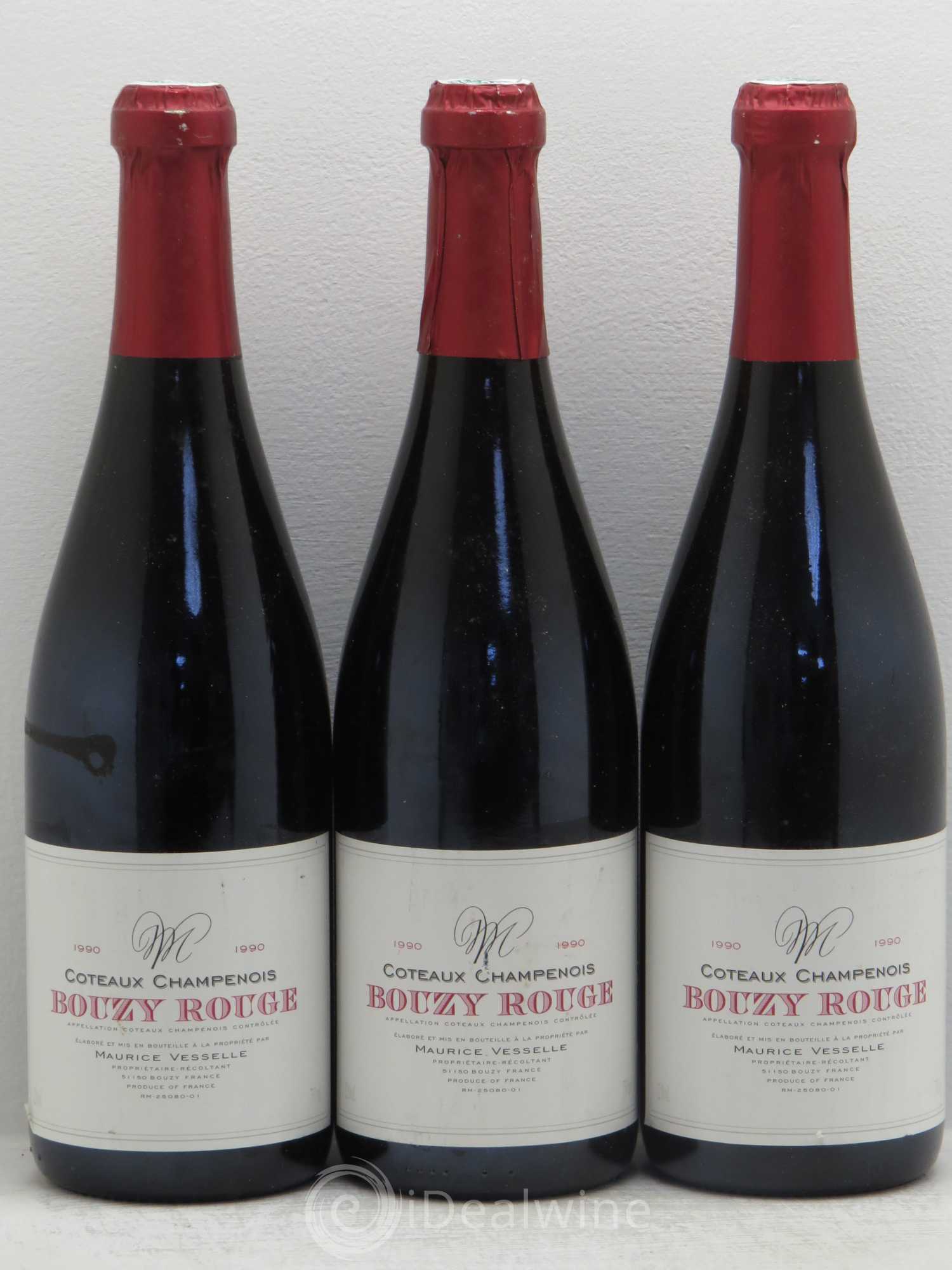 Coteaux Champenois Bouzy - Maurice Vesselle 1990 - Lot de 3 bouteilles - 0