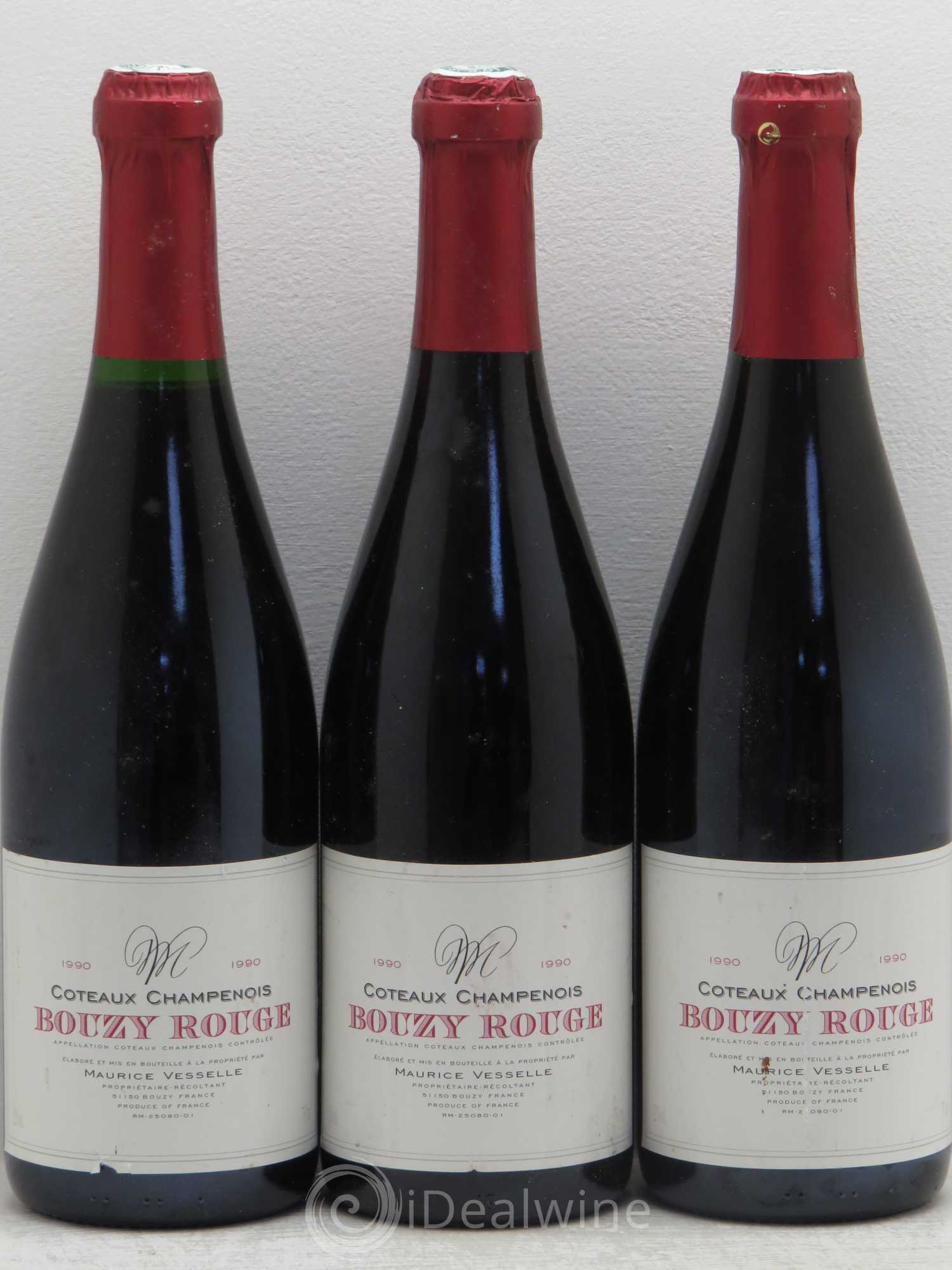 Coteaux Champenois Bouzy - Maurice Vesselle 1990 - Lot de 3 bouteilles - 0