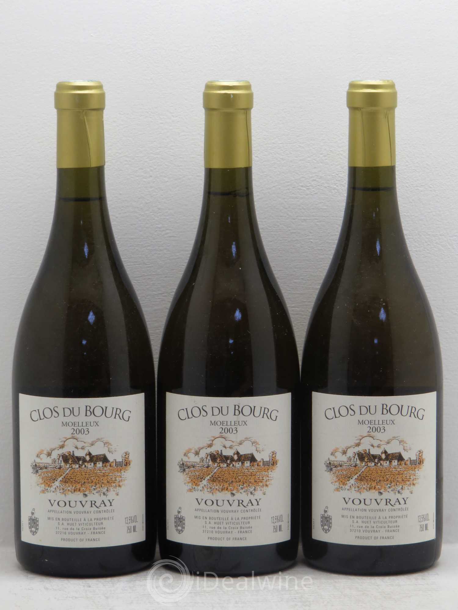 Vouvray Clos du Bourg Moelleux Domaine Huet 2003 - Lotto di 3 bottiglie - 0