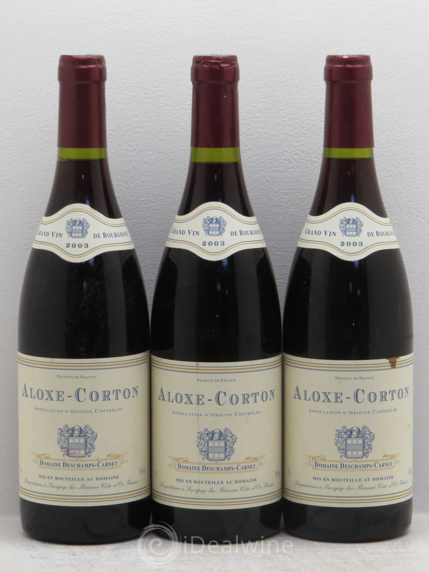 Aloxe-Corton Deschamps carnet 2003 - Lot de 3 bouteilles - 0