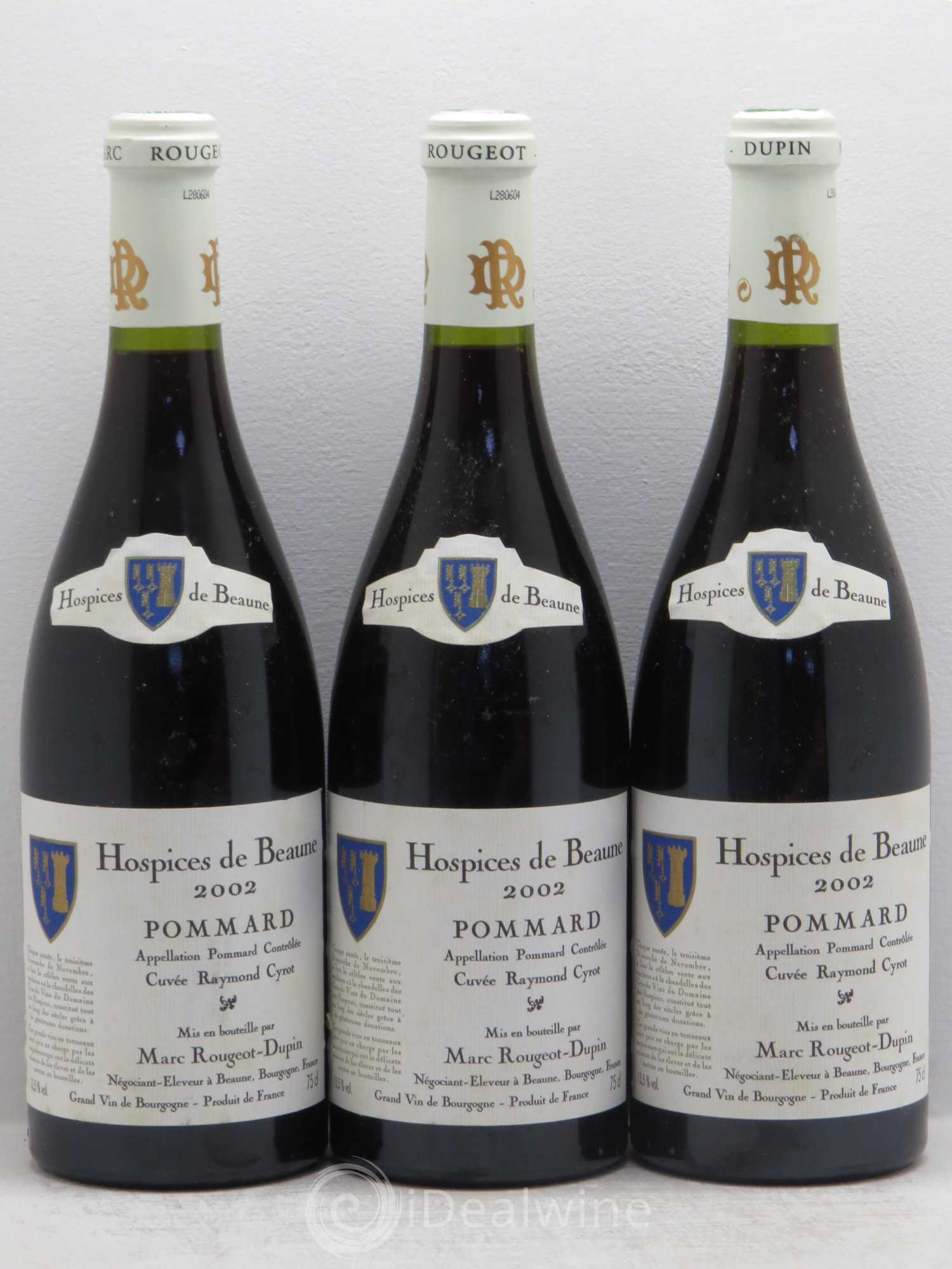 Pommard Cuvée raymond par Rougeot dupin 2002 - Lot de 3 bouteilles - 0