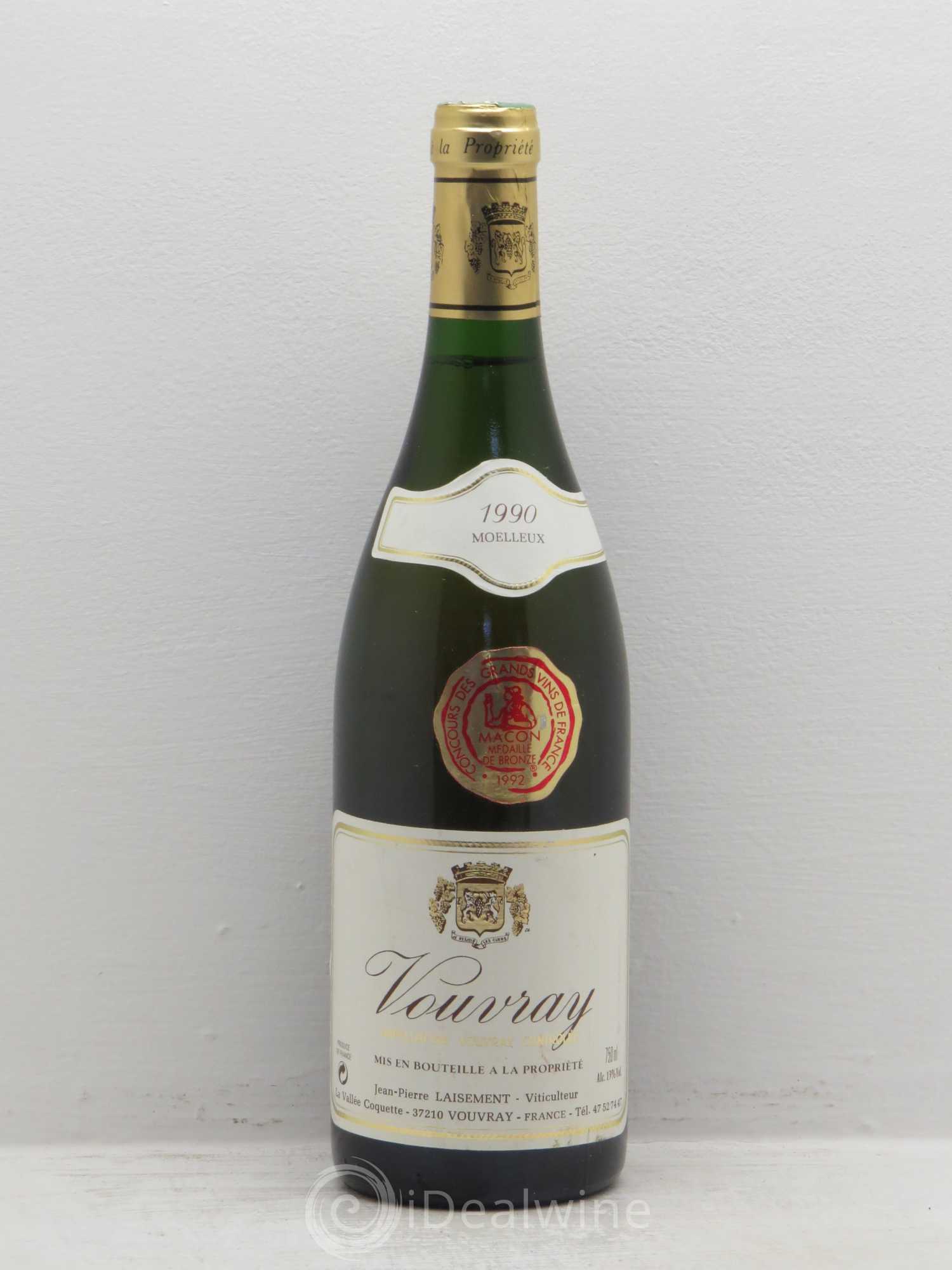 Vouvray Vallée coquette domaine Laisement 1990 - Posten von 1 Flasche - 0