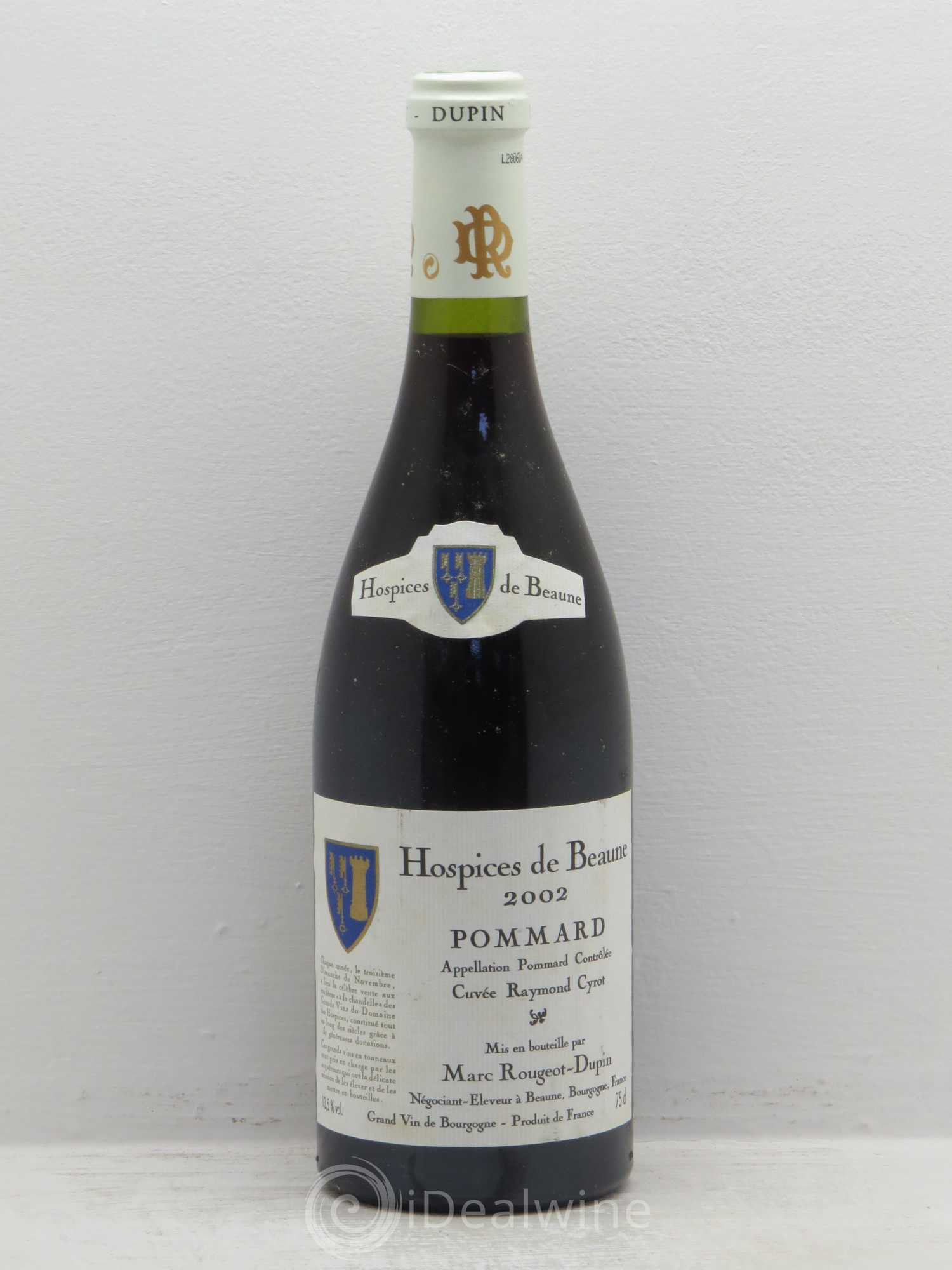 Pommard Cuvée raymond par Rougeot Dupin 2002 - Posten von 1 Flasche - 0