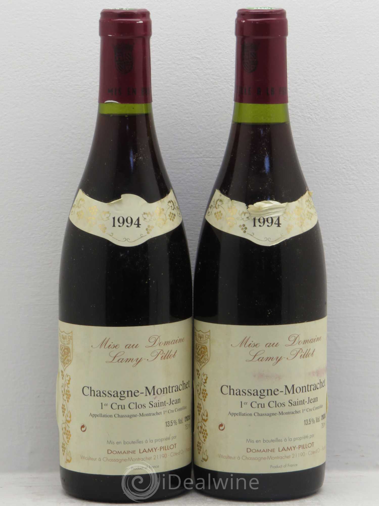 Chassagne-Montrachet 1er Cru Domaine Lamy Pillot 1994 - Lot de 2 bouteilles - 0
