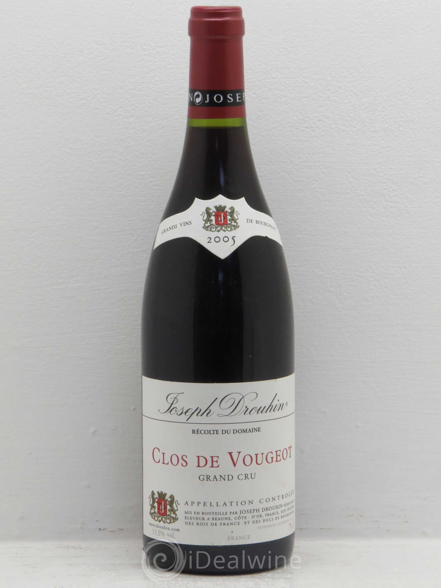 Clos de Vougeot Grand Cru Joseph Drouhin 2005 - Lot de 1 bouteille - 0