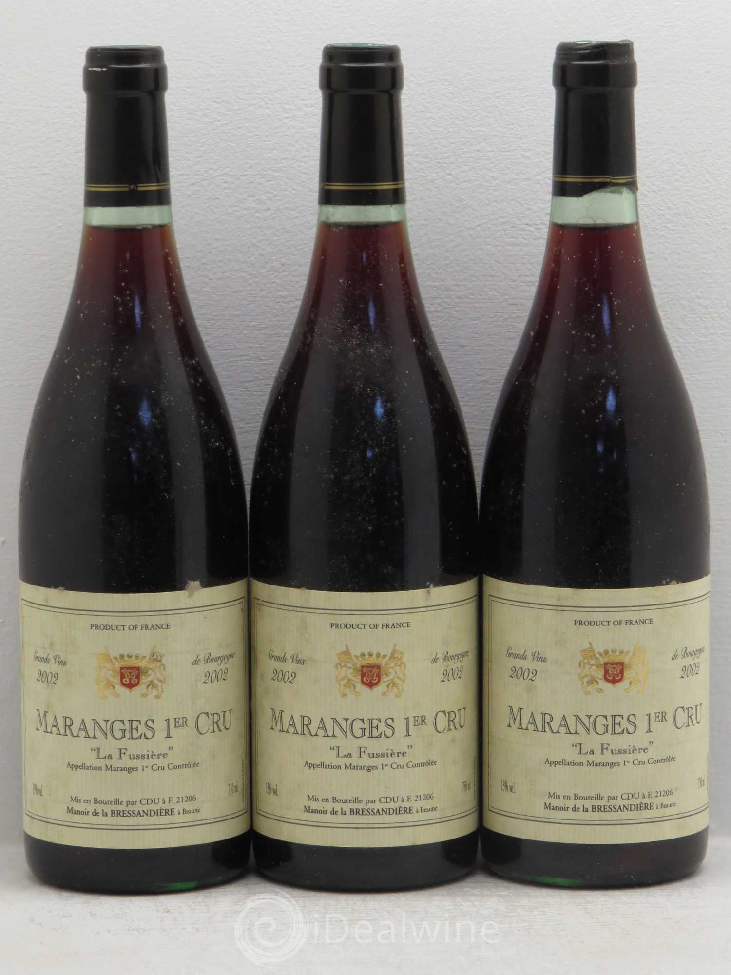 Maranges 1er Cru La fussière domaine de la bressandière 2002 - Posten von 3 Flaschen - 0