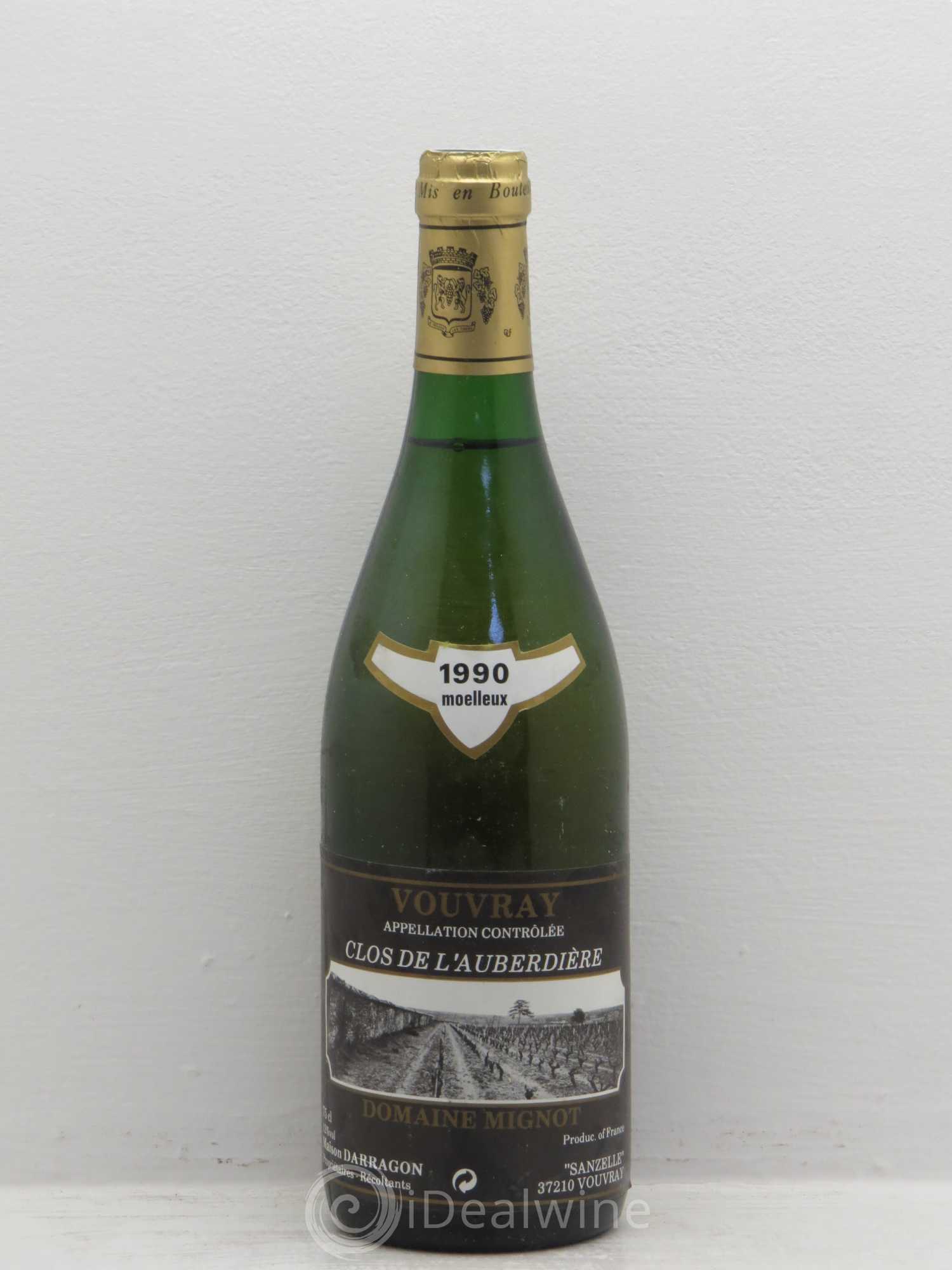 Vouvray Domaine mignot clos de l'auberdière Pierre darragon 1990 - Lotto di 6 bottiglie - 0