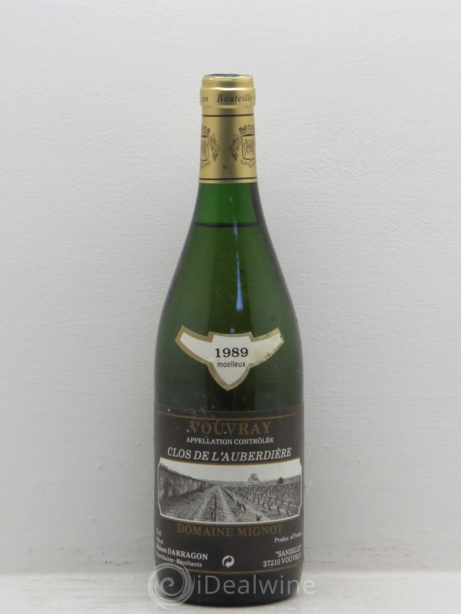 Vouvray Domaine mignot clos de l'auberdière Pierre darragon 1989 - Posten von 1 Flasche - 0