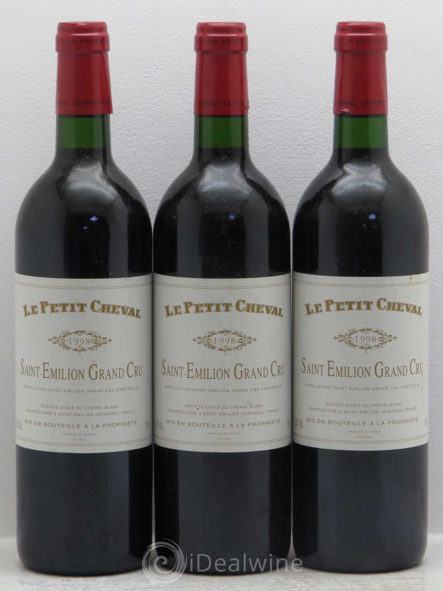 Le Petit Cheval Second Vin 1998 - Lot de 3 bouteilles - 0