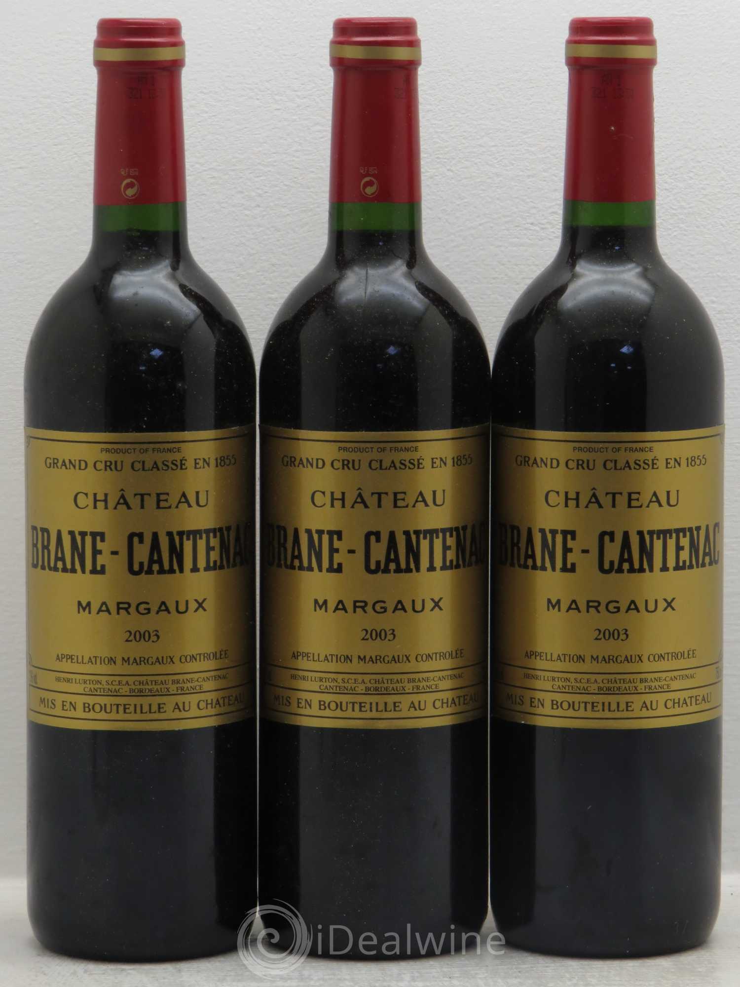 Château Brane Cantenac 2ème Grand Cru Classé 2003 - Lot de 3 bouteilles - 0