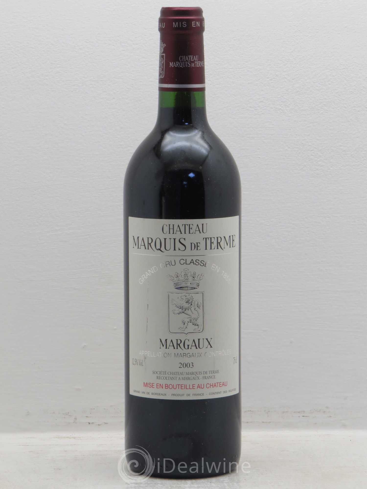 Château Marquis de Terme 4ème Grand Cru Classé 2003 - Lot de 6 bouteilles - 0