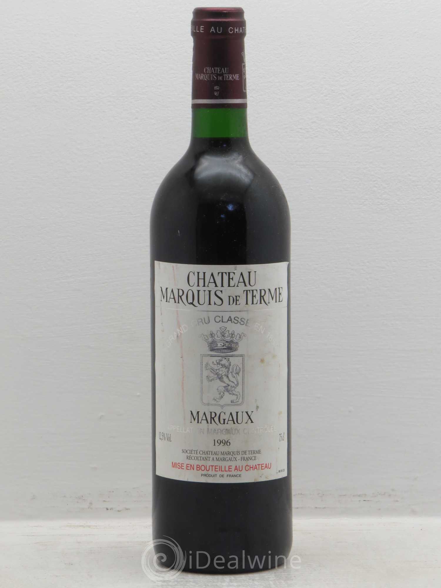 Château Marquis de Terme 4ème Grand Cru Classé 1996 - Lot de 1 bouteille - 0