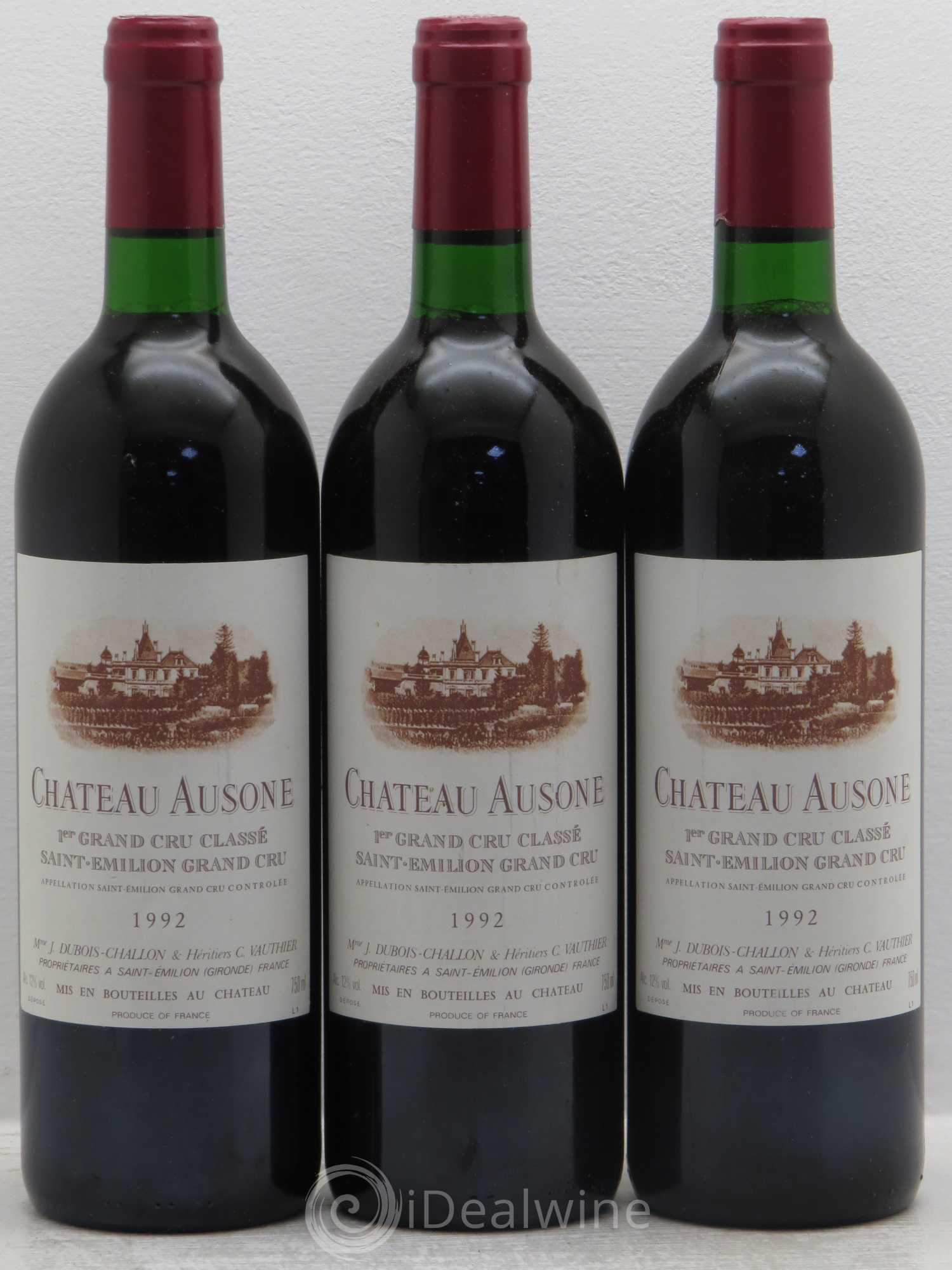 Château Ausone 1er Grand Cru Classé A 1992 - Lot de 3 bouteilles - 0